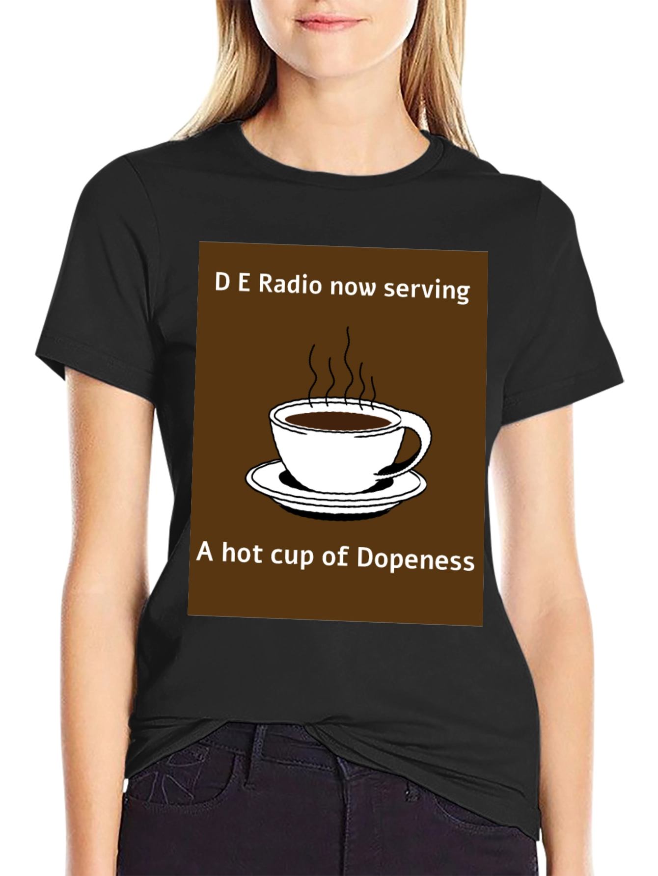 D E Radio Dopeness Coffee Graphic T-Shirt