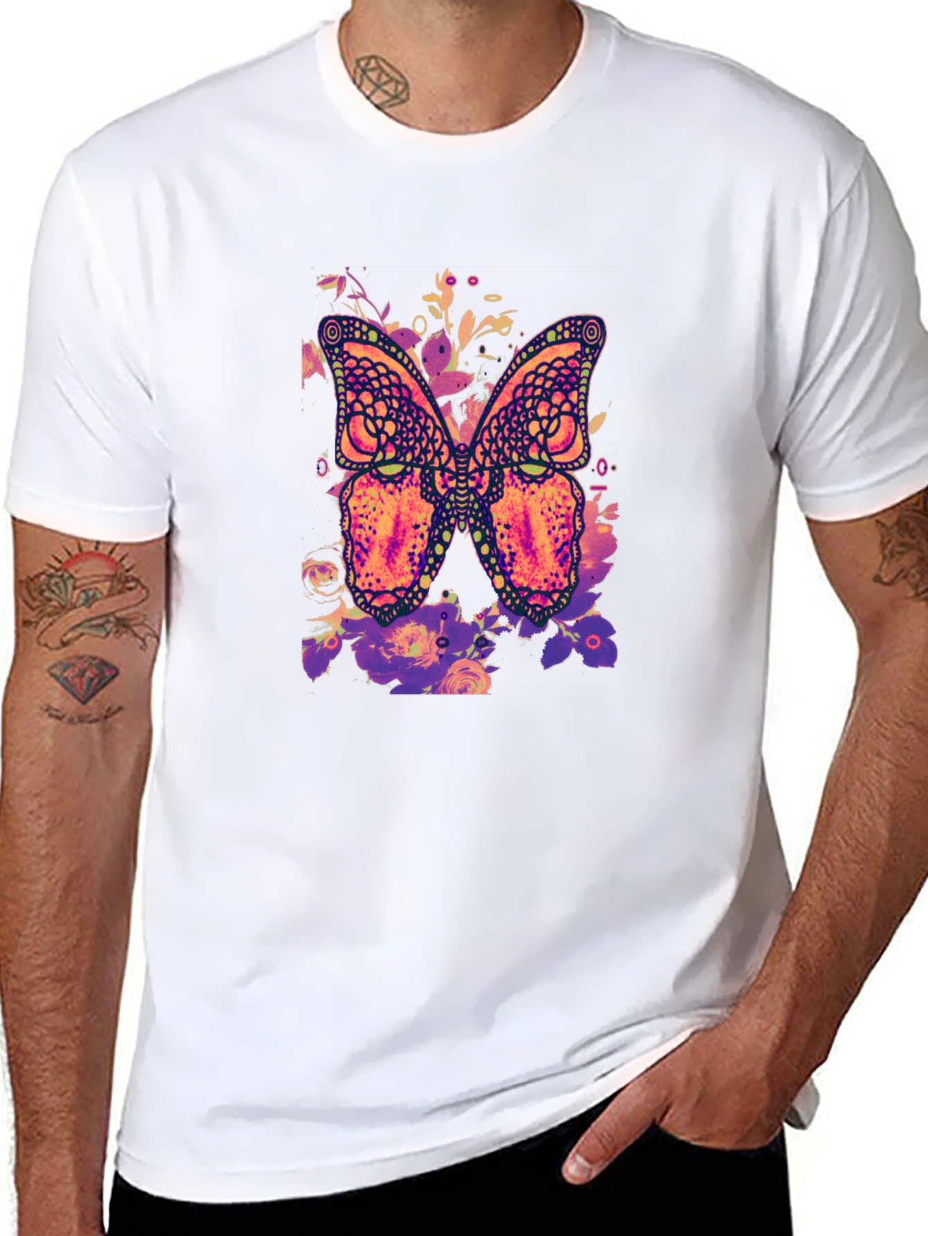 Butterfly Floral Graphic Print T-Shirt