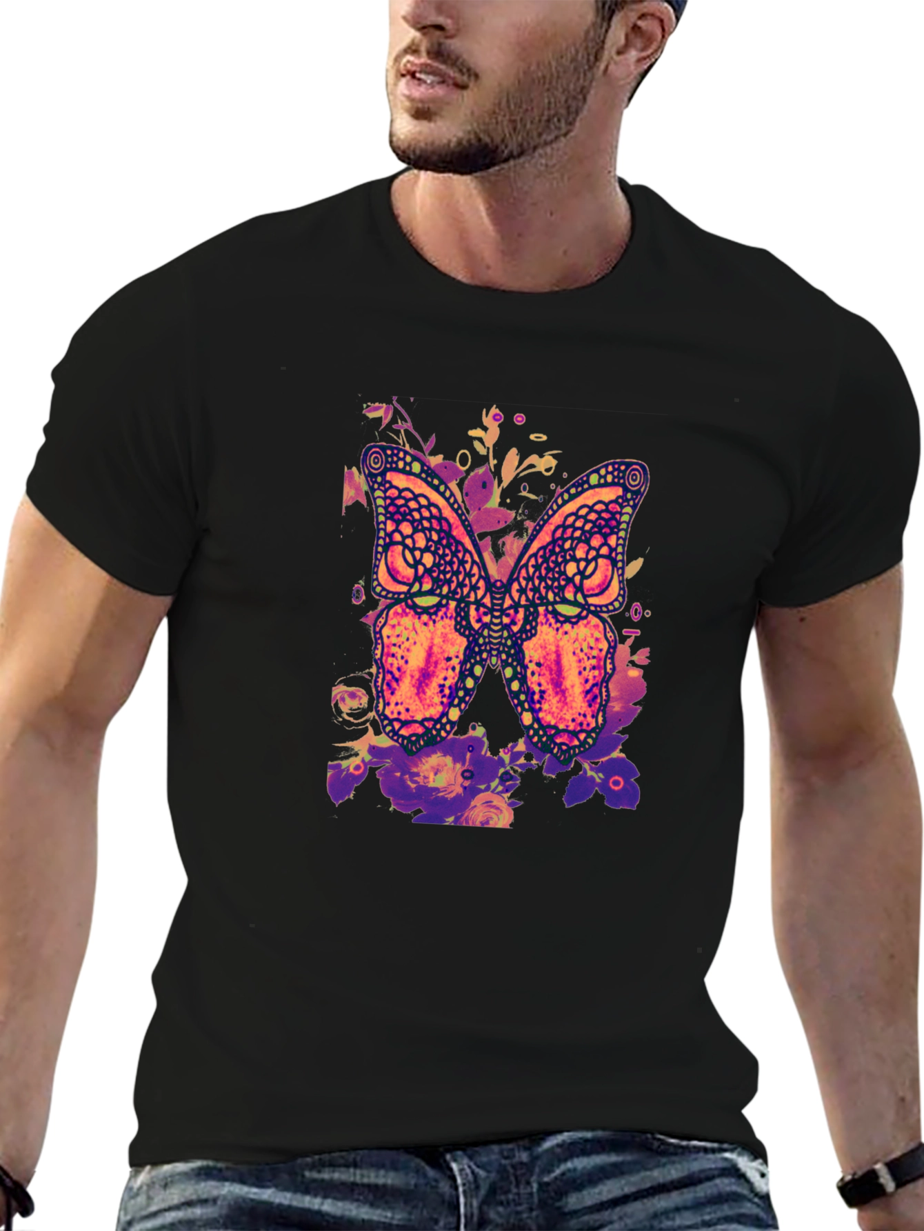 Butterfly Floral Graphic Print T-Shirt
