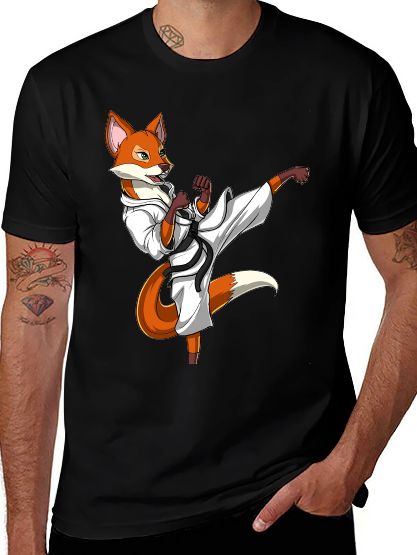 Martial Arts Fox Graphic T-Shirt