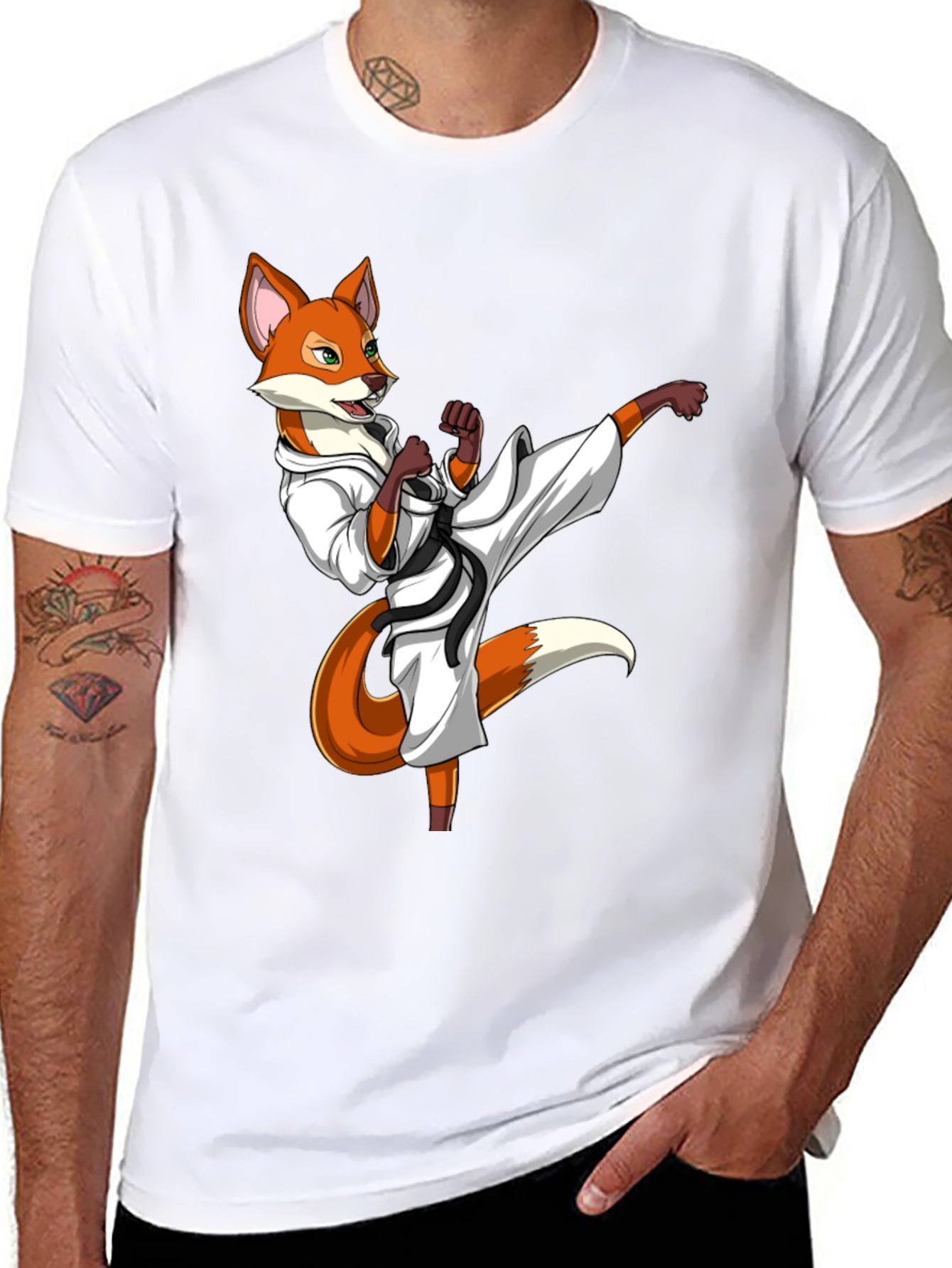 Martial Arts Fox Graphic T-Shirt