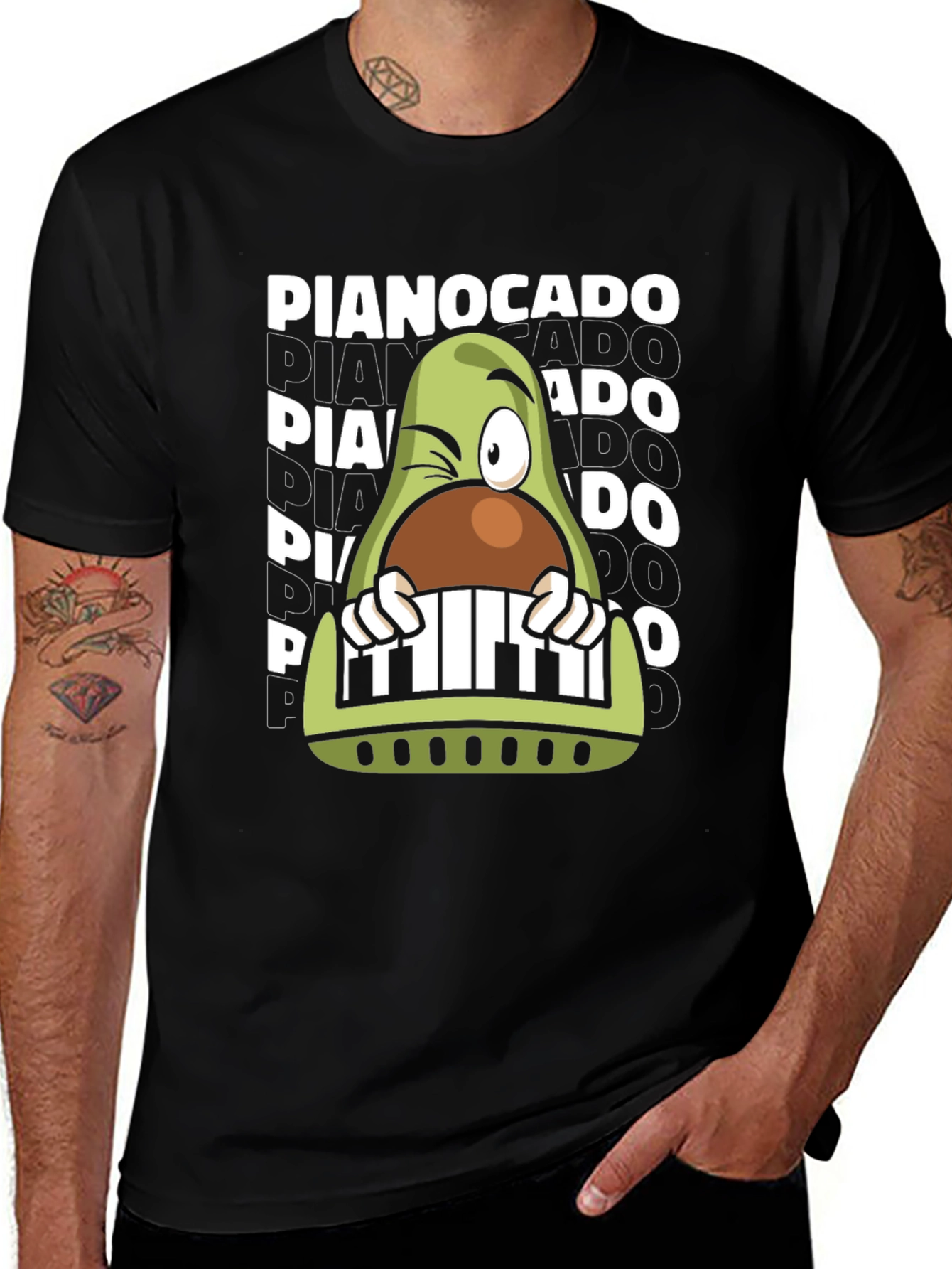 Pianocado Graphic T-Shirt - Music Lover Avocado Tee