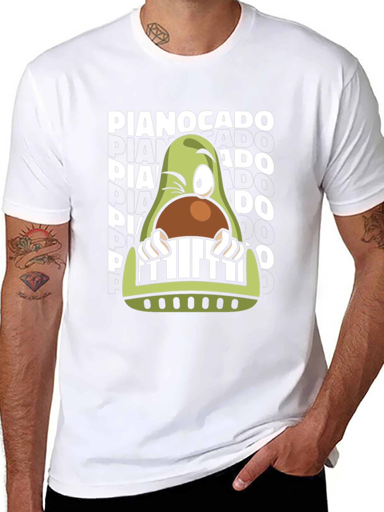 Pianocado Graphic T-Shirt - Music Lover Avocado Tee