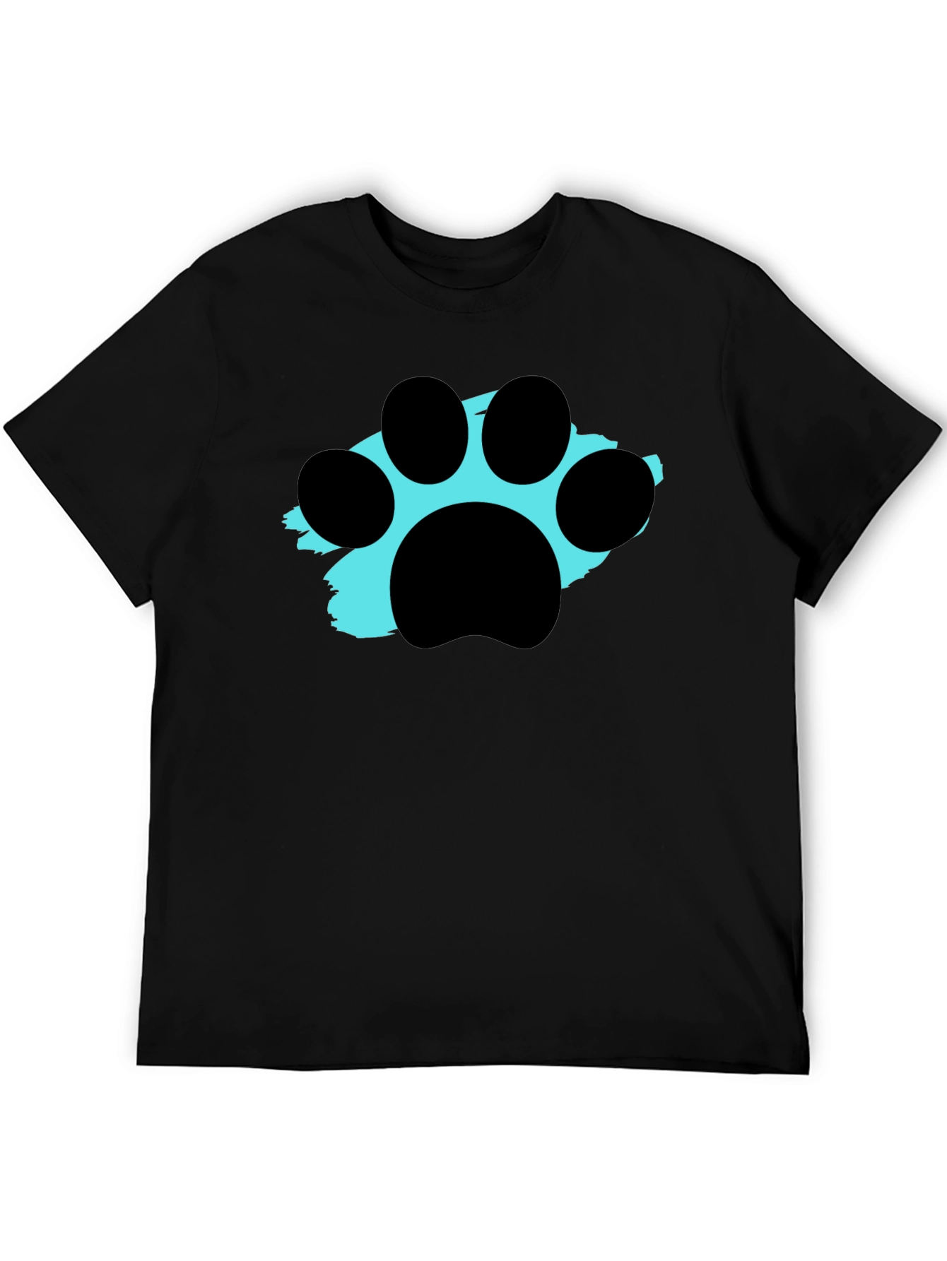 Paw Print Graphic Tee - Black Crewneck T-Shirt