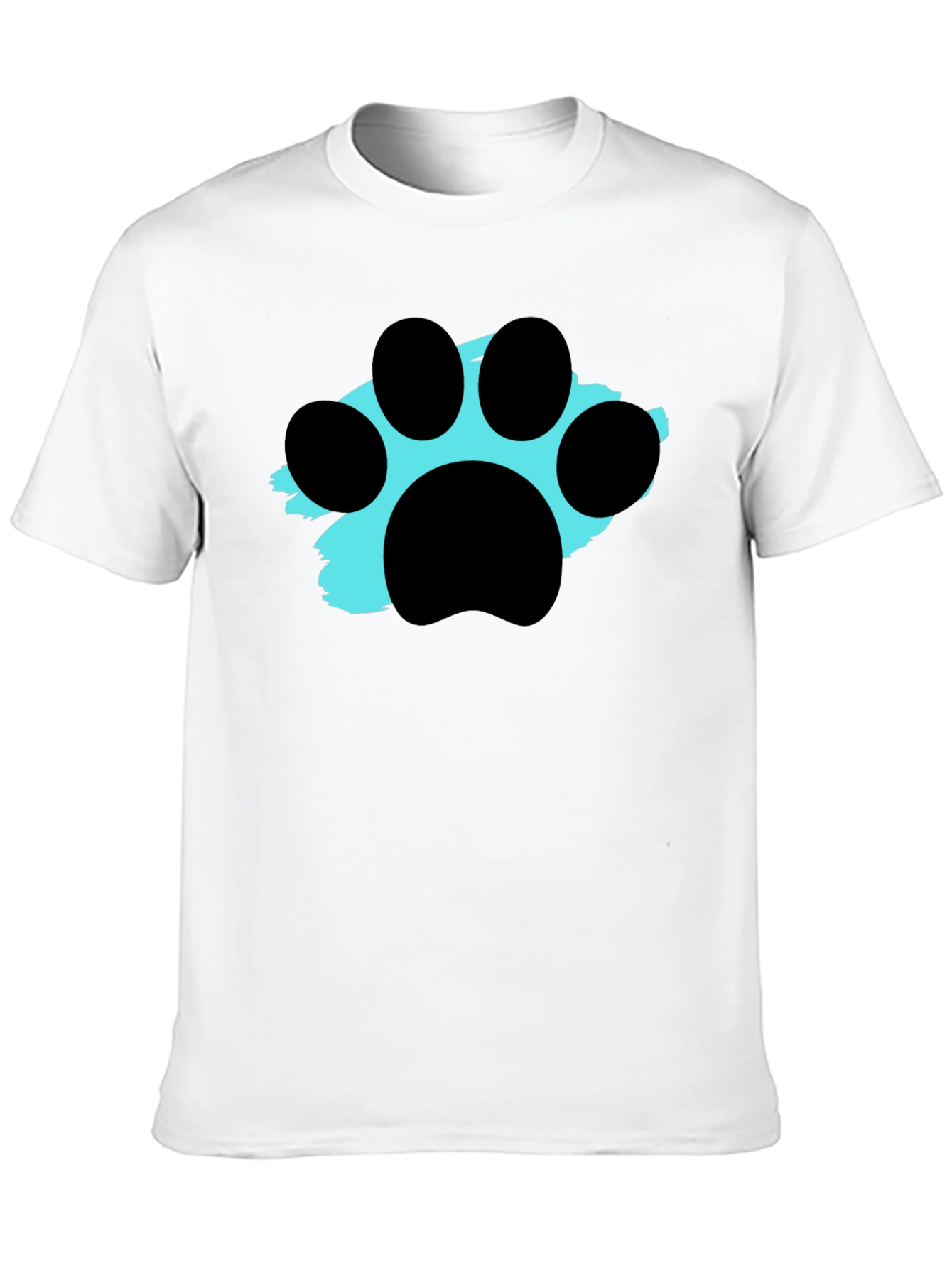 Paw Print Graphic Tee - Black Crewneck T-Shirt