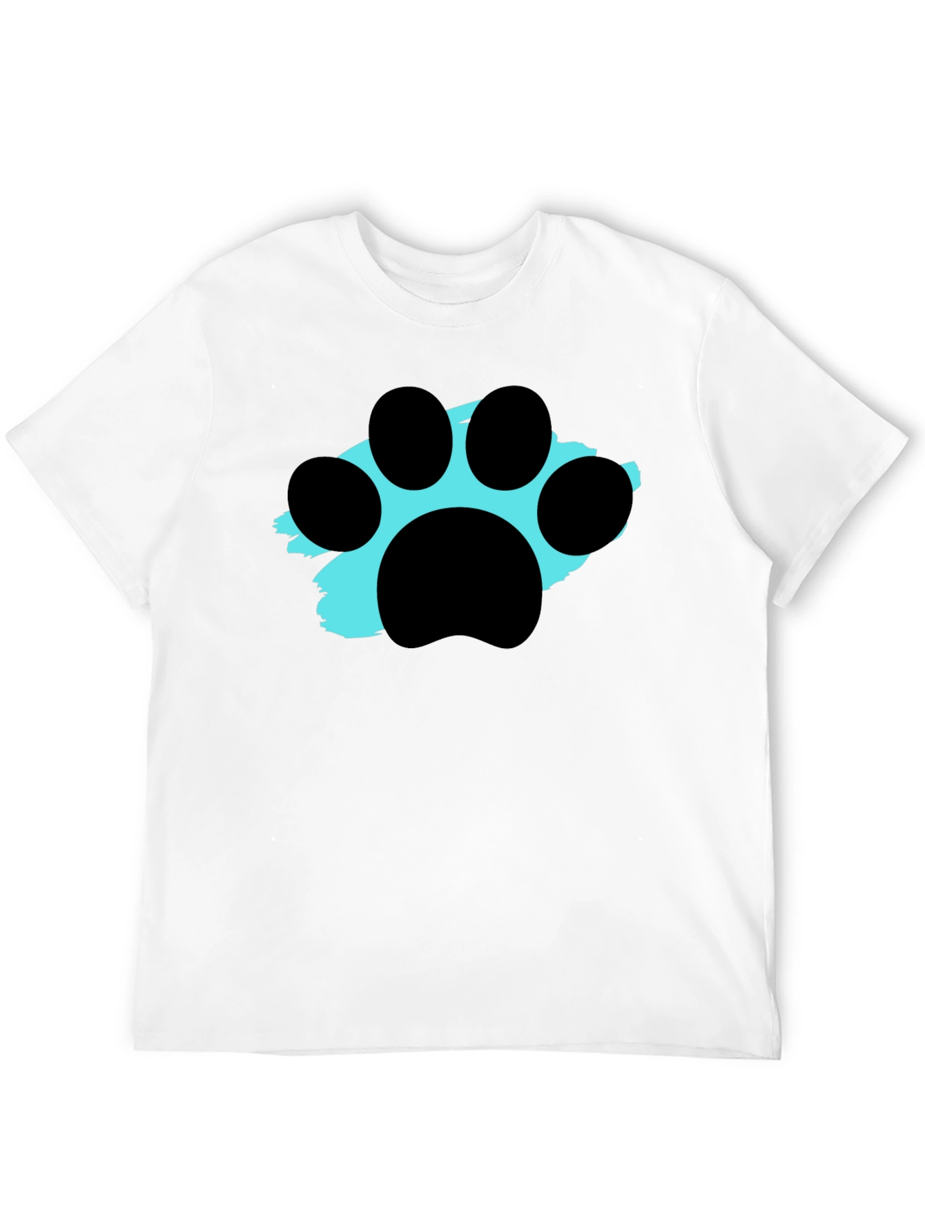 Paw Print Graphic Tee - Black Crewneck T-Shirt