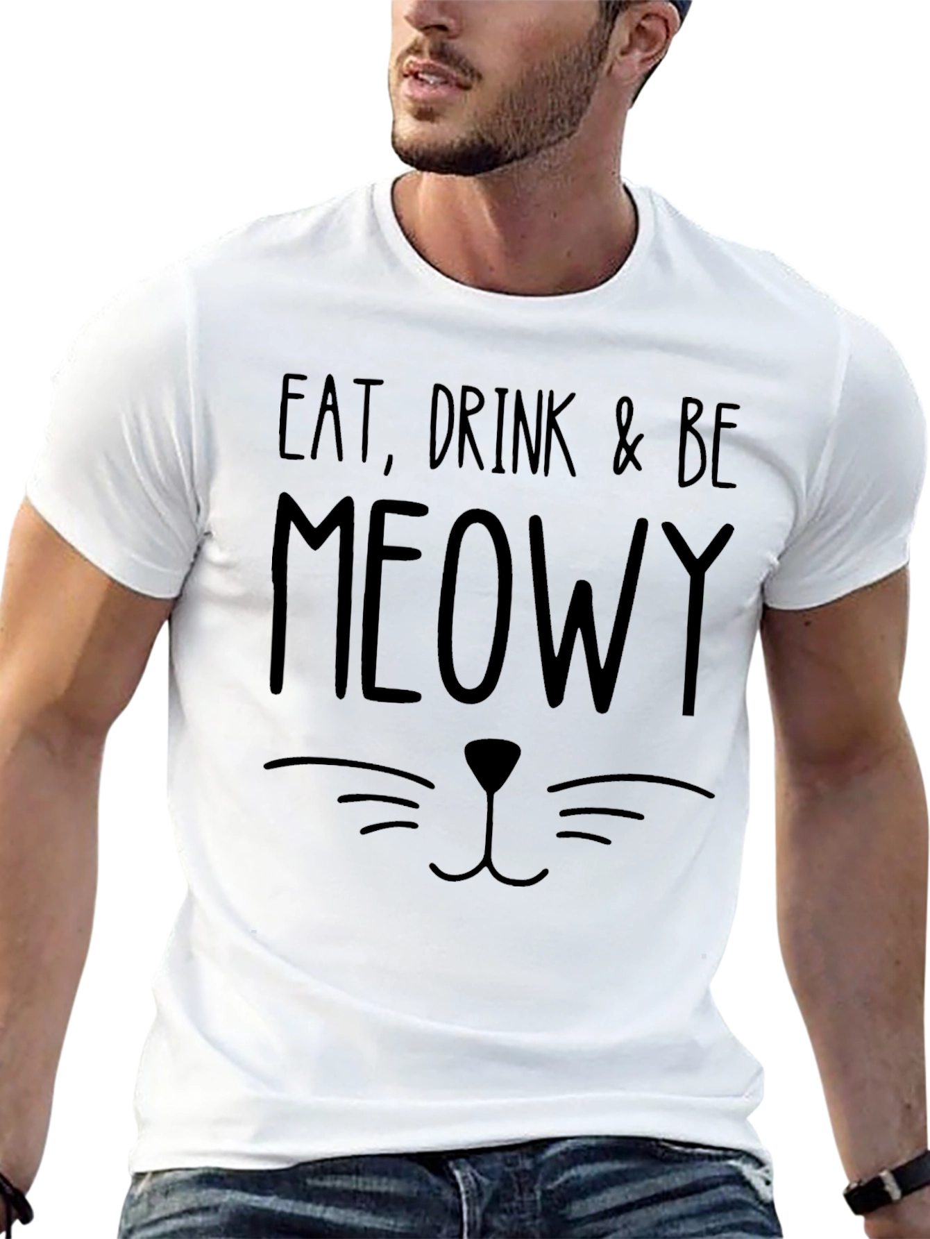 Eat Drink & Be Meowy Black Cat Graphic Tee