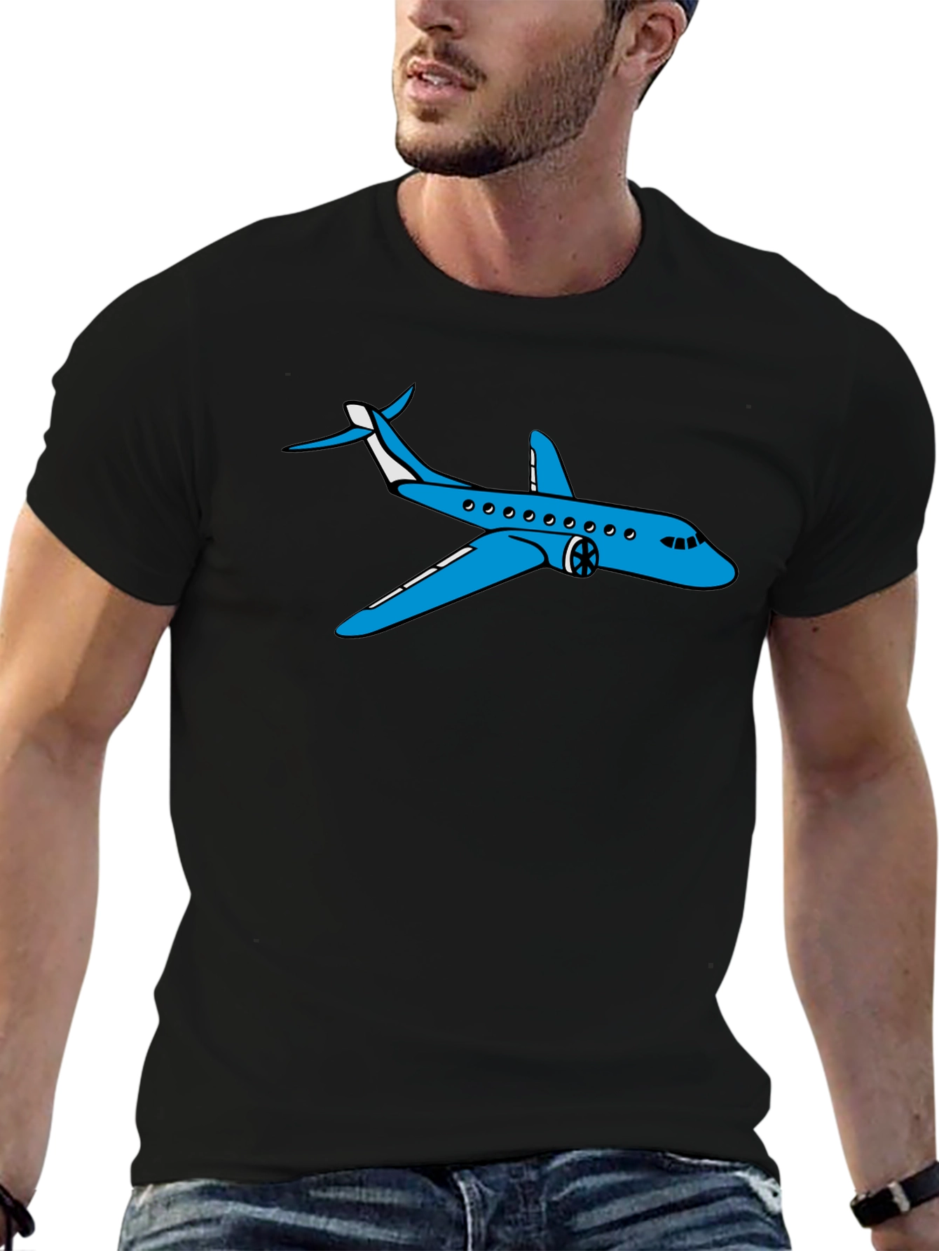 Airplane Graphic T-Shirt - Black