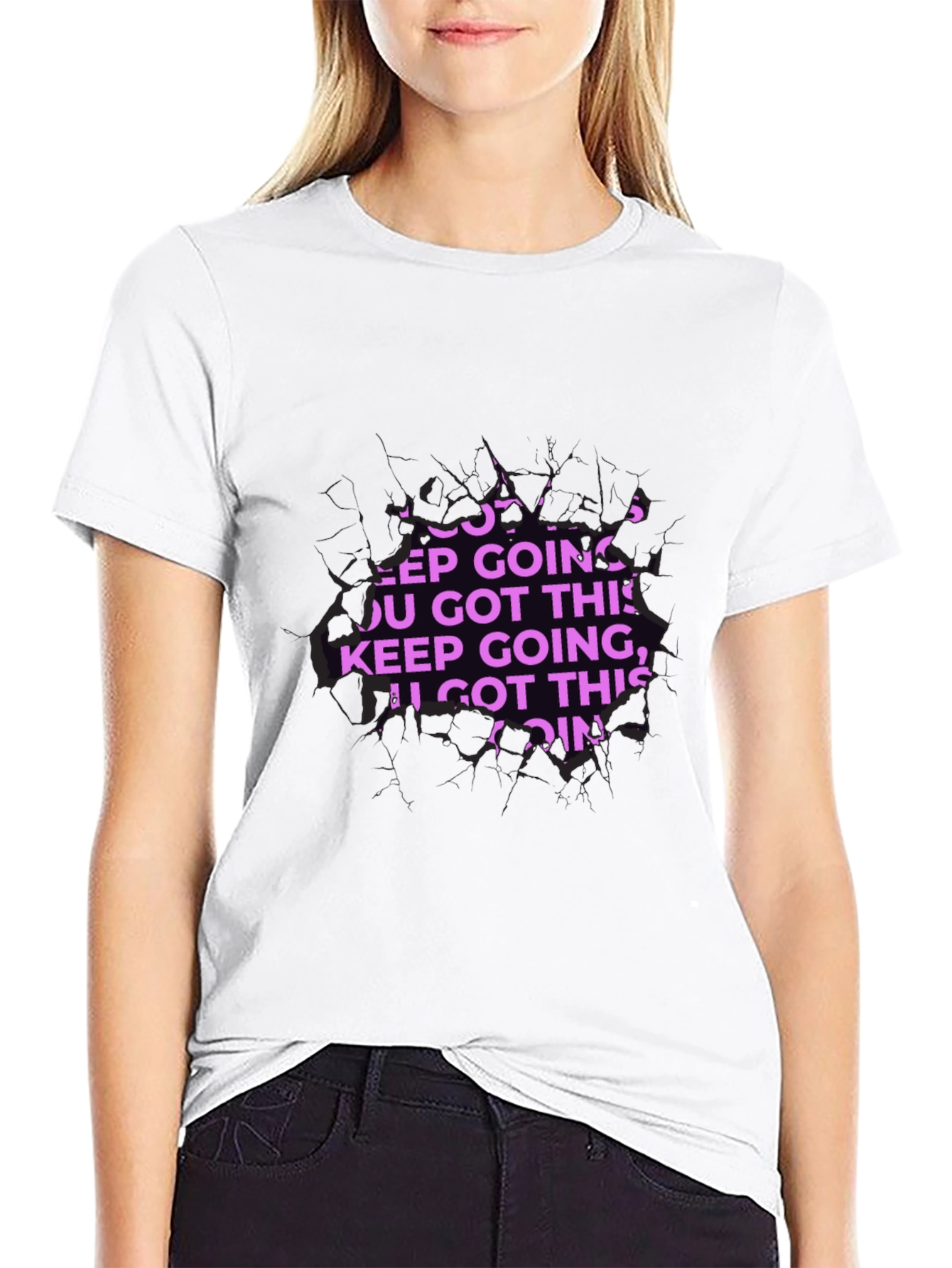Motivational Keep Going Graphic Black T-Shirt