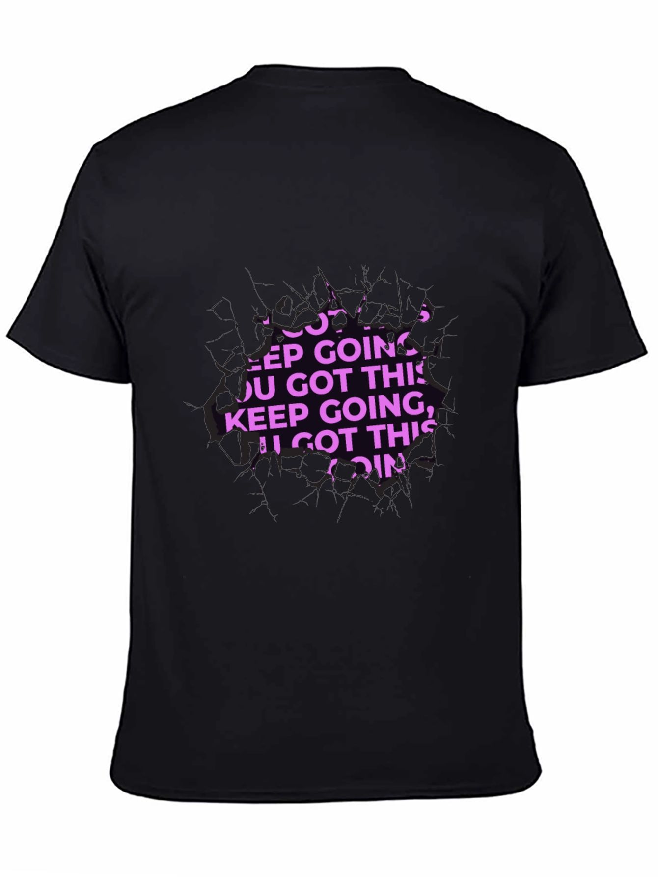 Motivational Keep Going Graphic Black T-Shirt