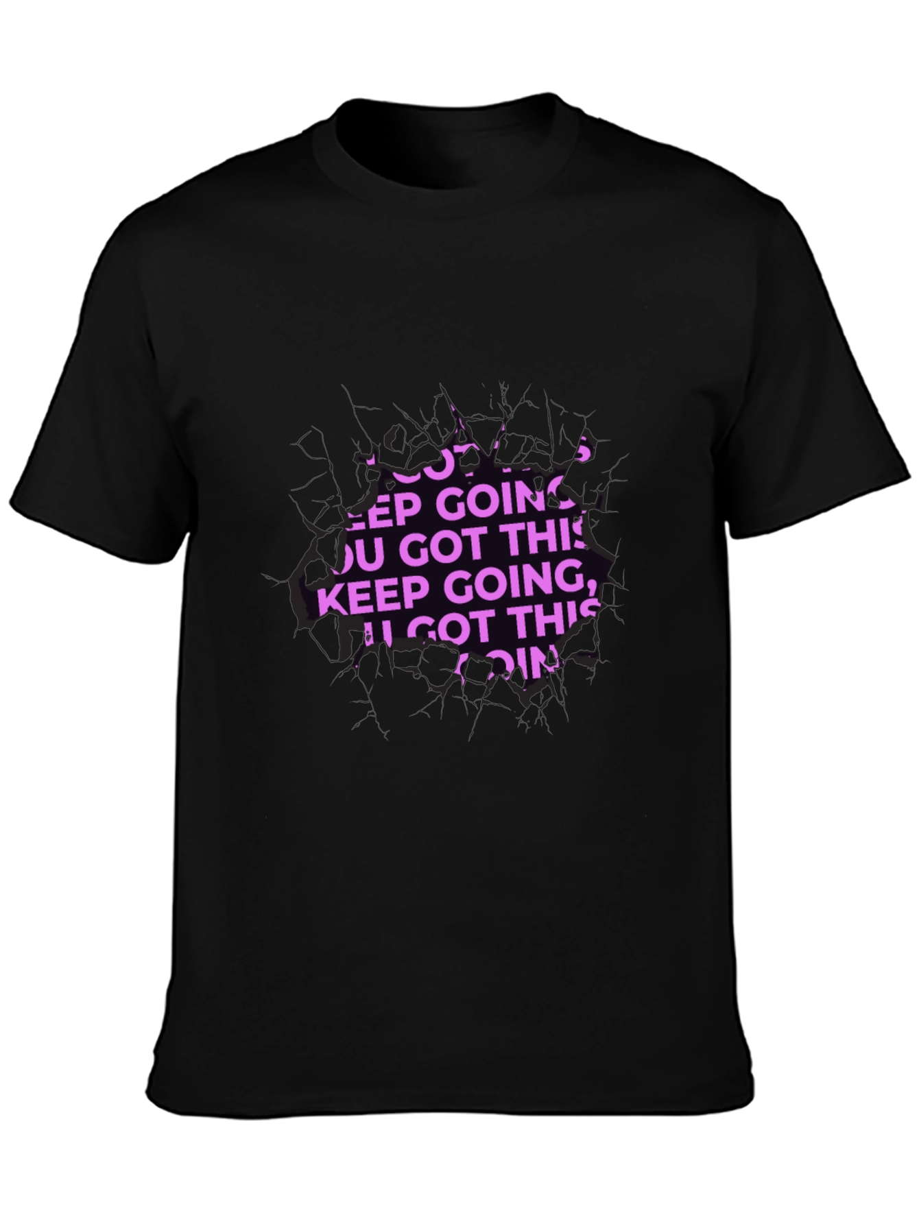Motivational Keep Going Graphic Black T-Shirt