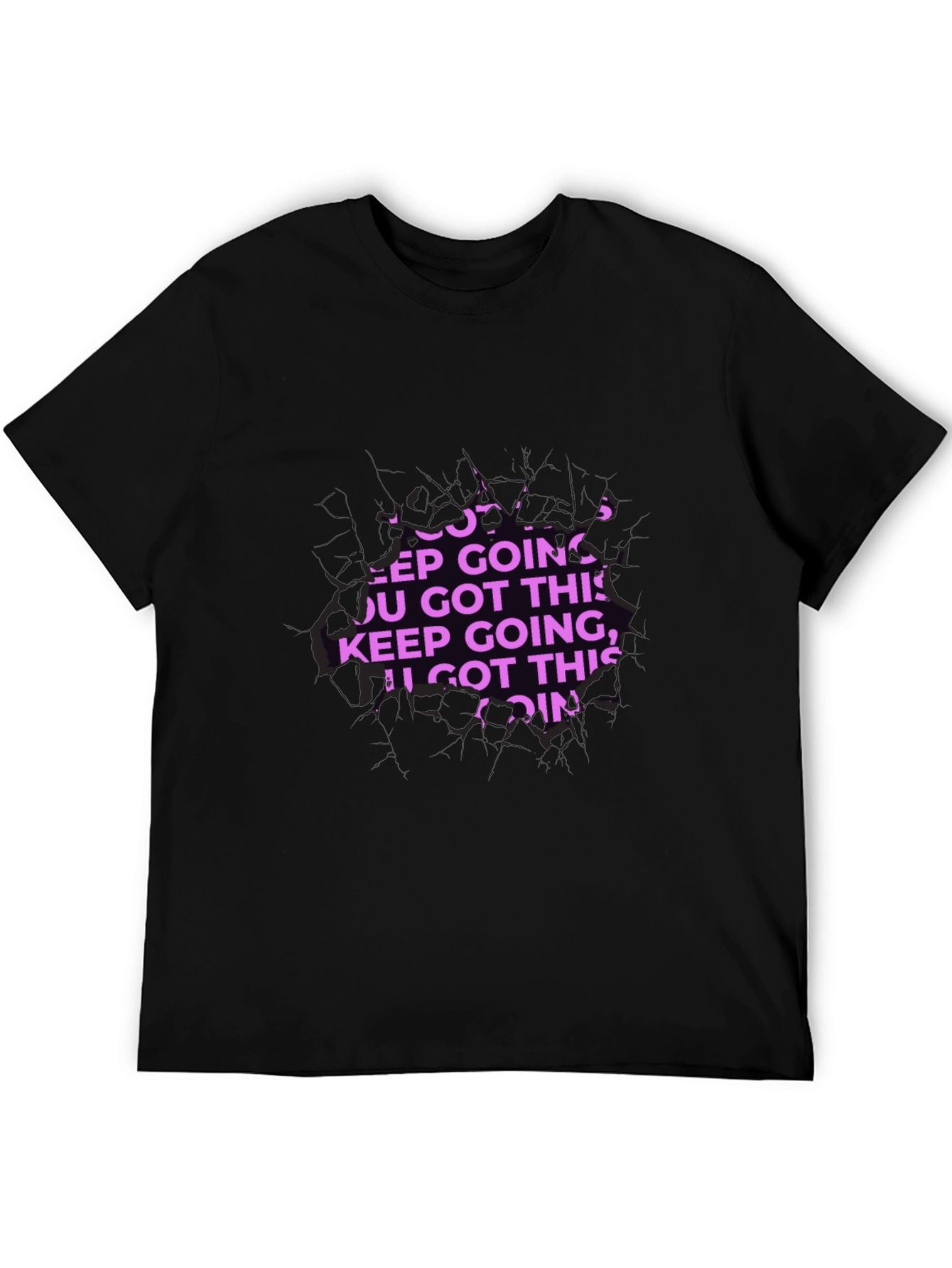 Motivational Keep Going Graphic Black T-Shirt
