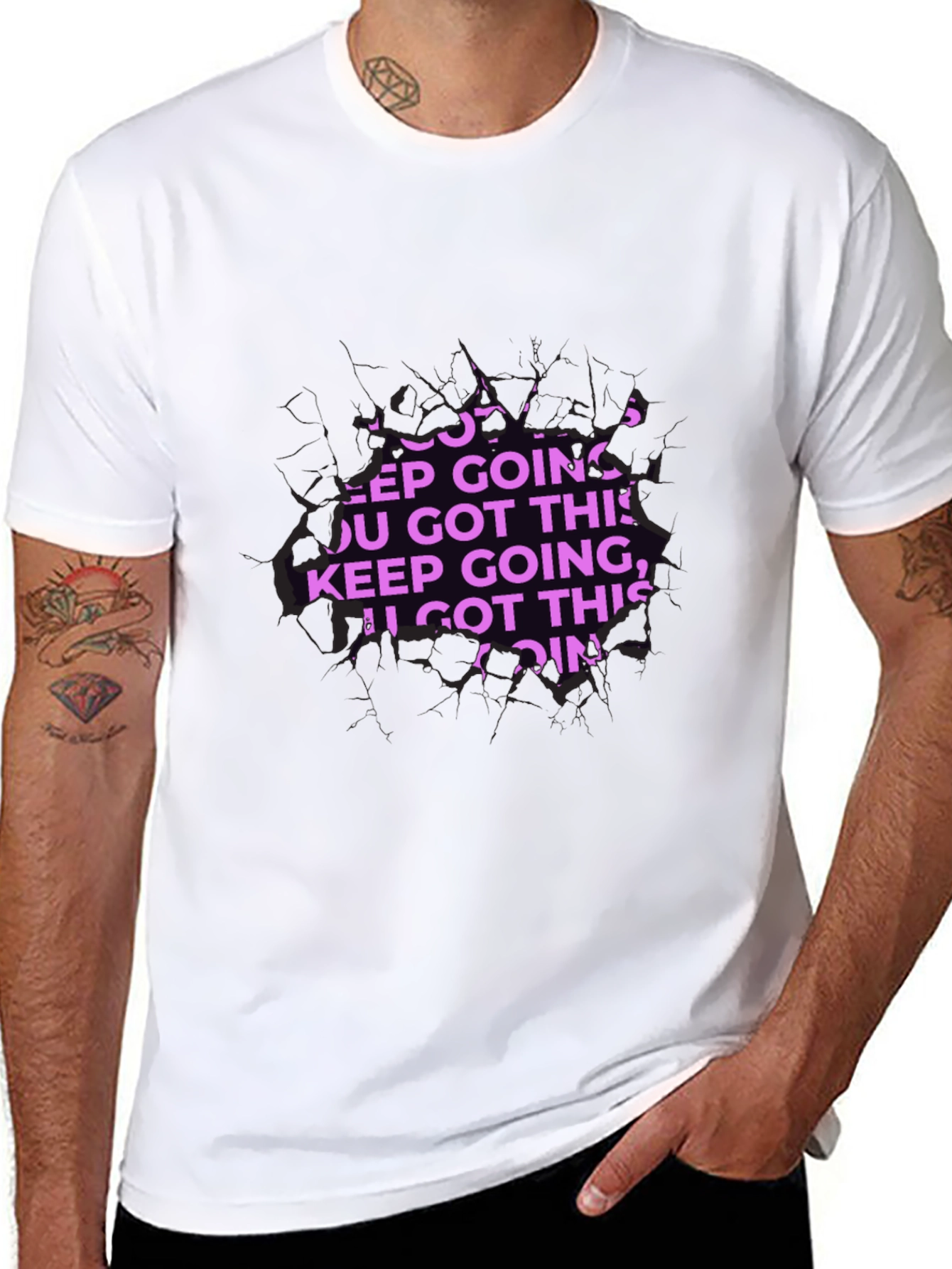 Motivational Keep Going Graphic Black T-Shirt