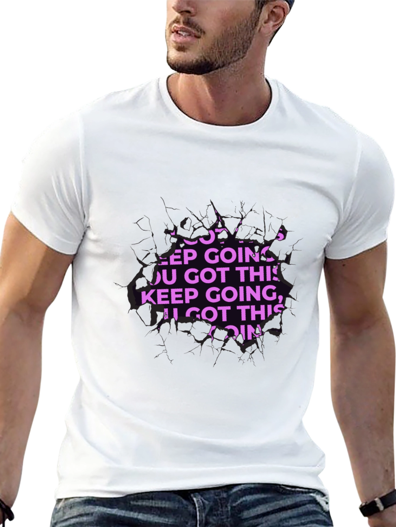 Motivational Keep Going Graphic Black T-Shirt