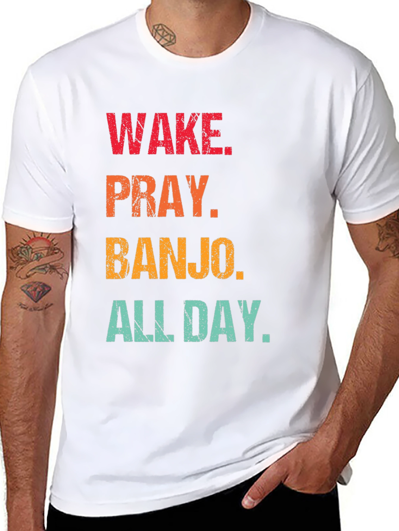 Wake Pray Banjo All Day Black T-Shirt