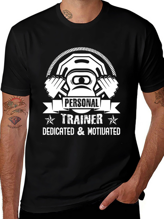 Personal Trainer Black T-Shirt - Dedicated & Motivated Fitness Apparel
