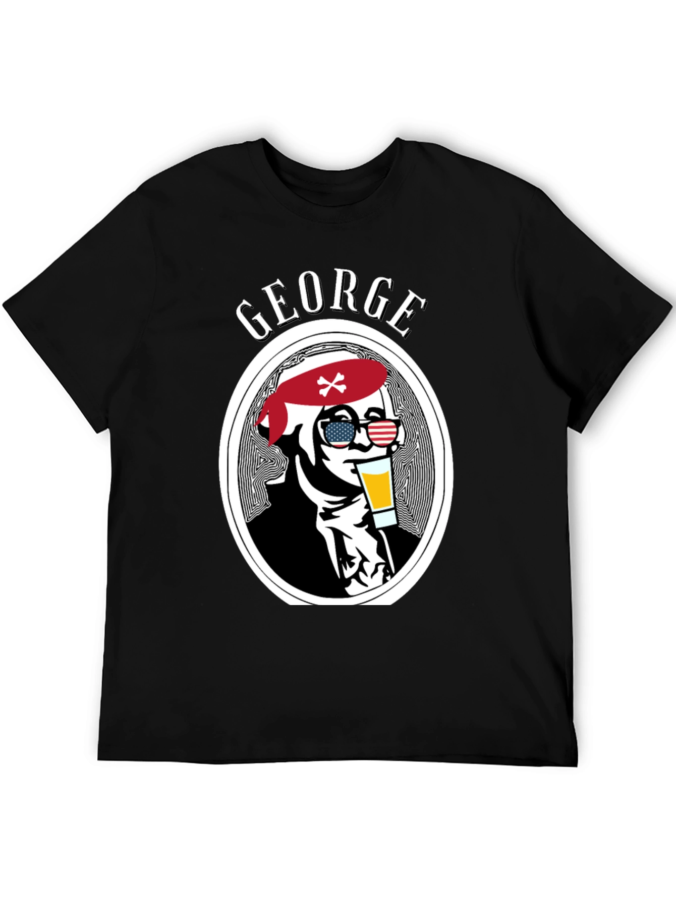 George T-Shirt: Patriotic Skull Drinking Beer