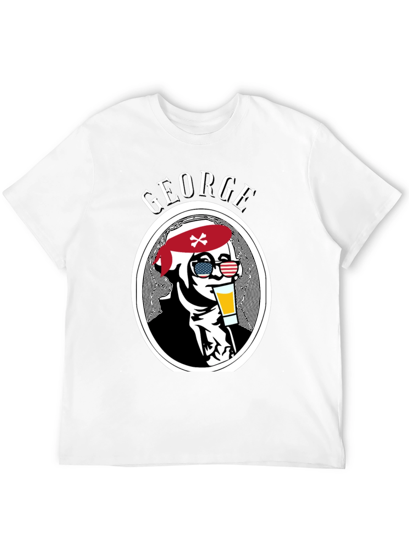 George T-Shirt: Patriotic Skull Drinking Beer