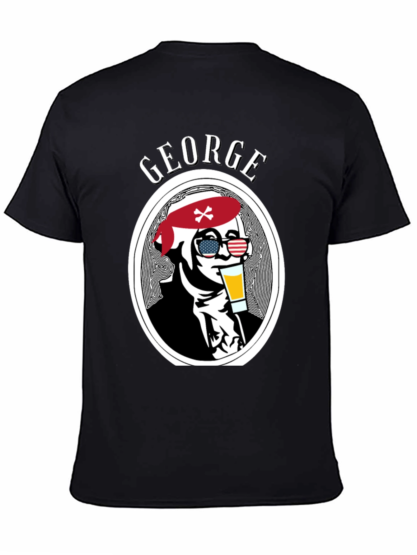 George T-Shirt: Patriotic Skull Drinking Beer