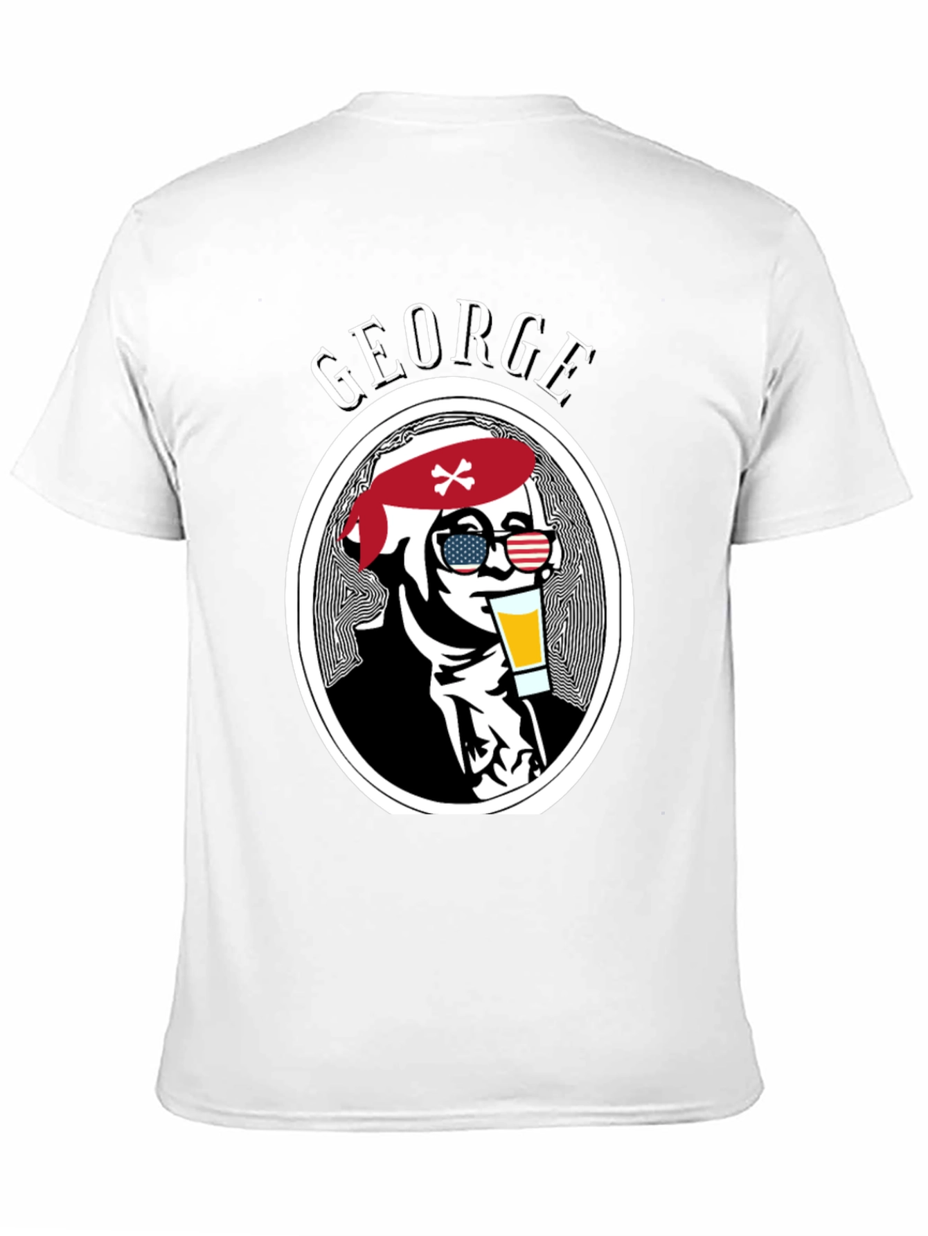 George T-Shirt: Patriotic Skull Drinking Beer