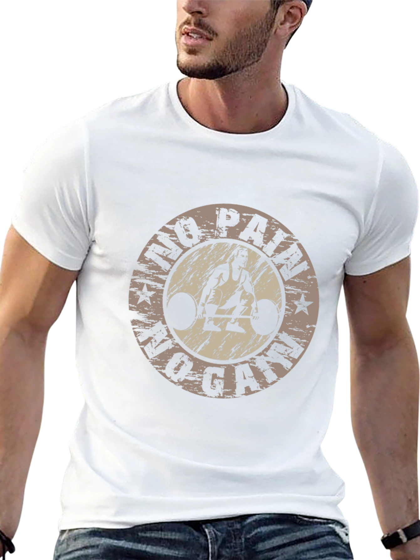No Pain No Gain Gym T-Shirt - Weightlifting Design