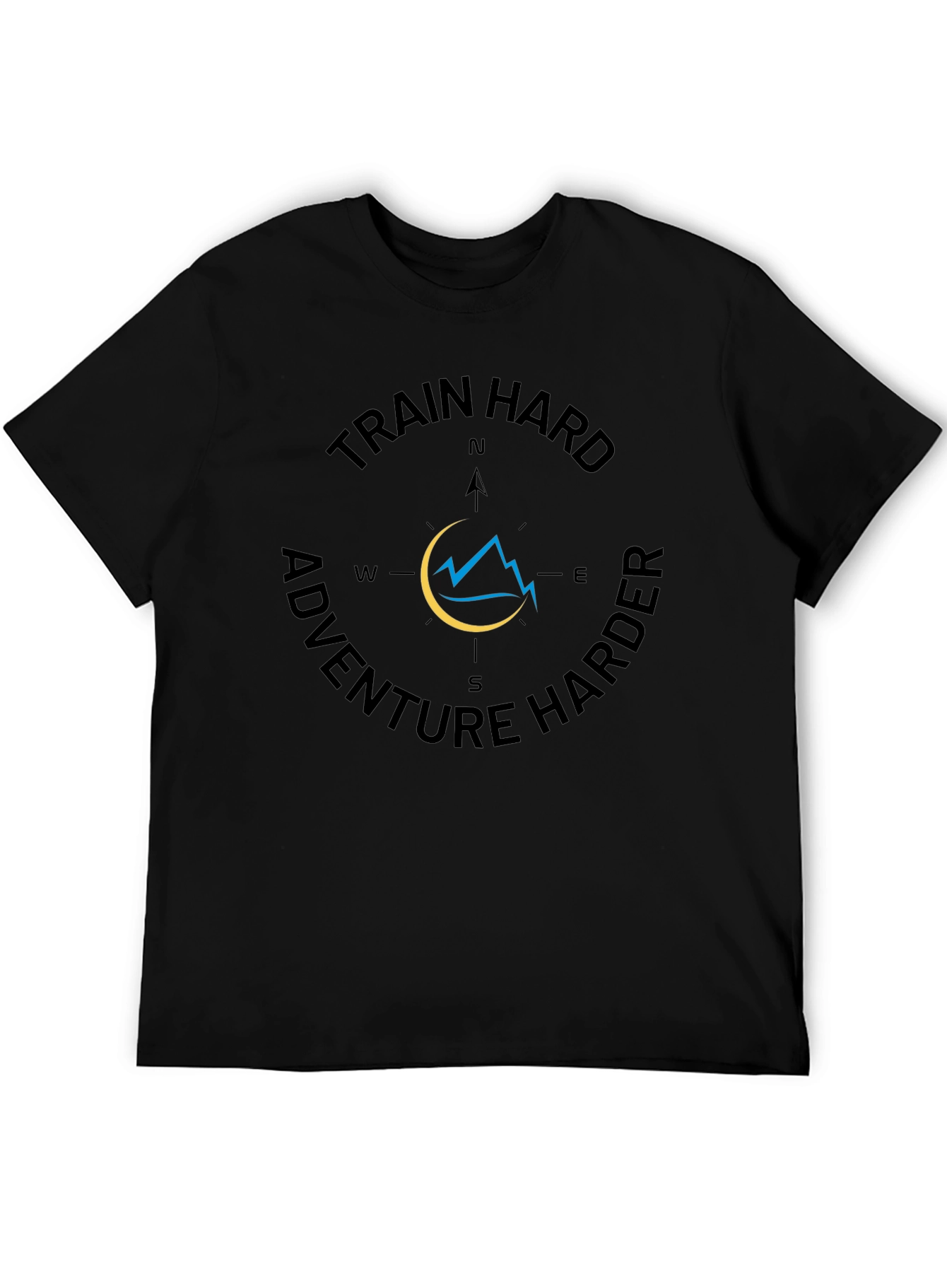 Train Hard Adventure Harder Black Graphic Tee
