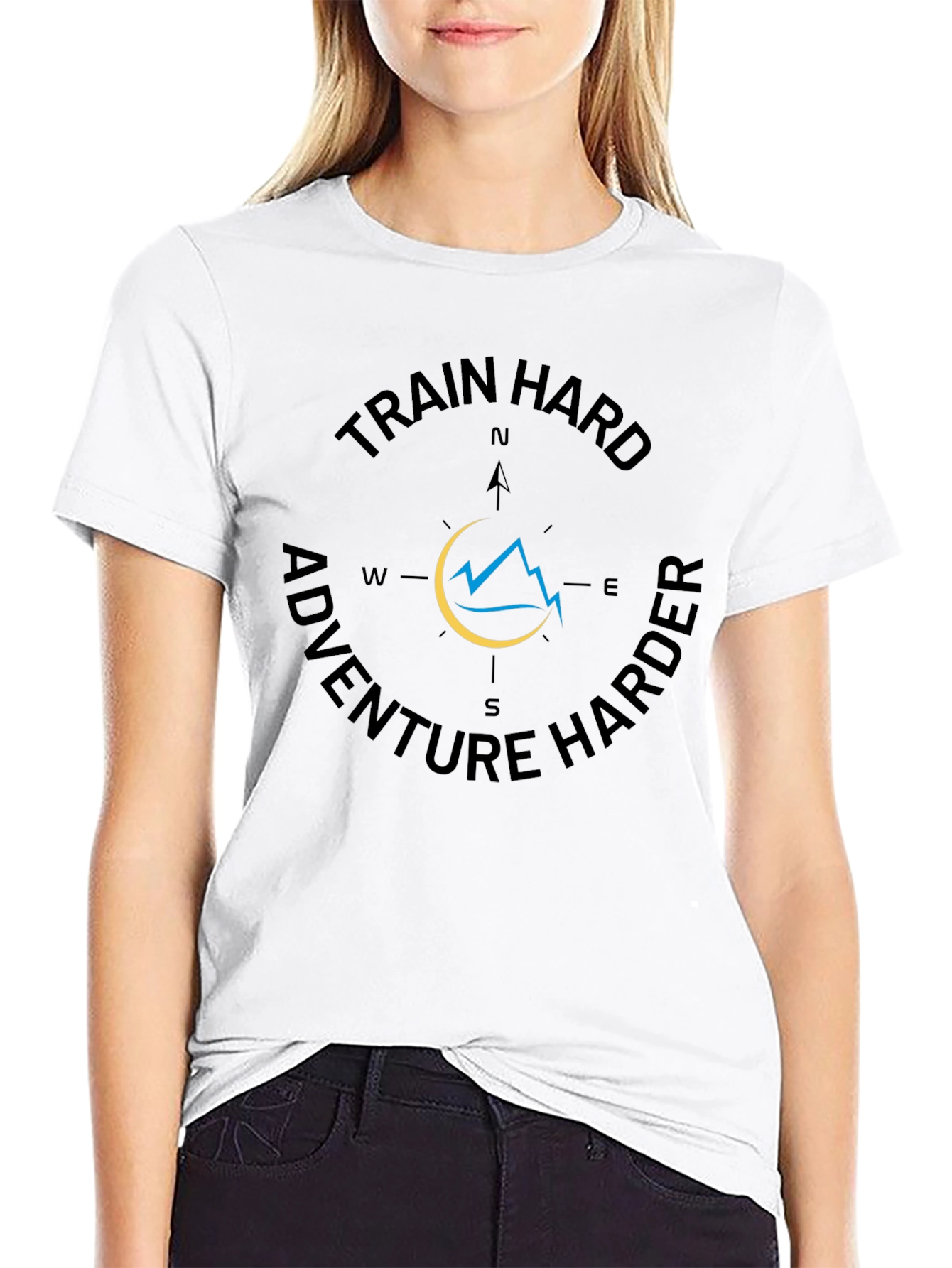 Train Hard Adventure Harder Black Graphic Tee