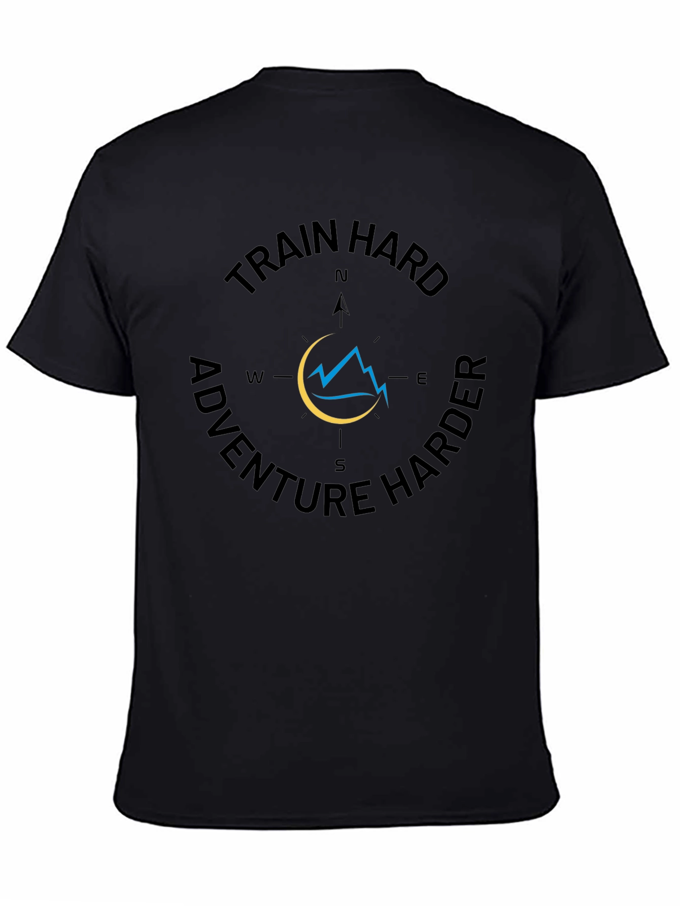 Train Hard Adventure Harder Black Graphic Tee
