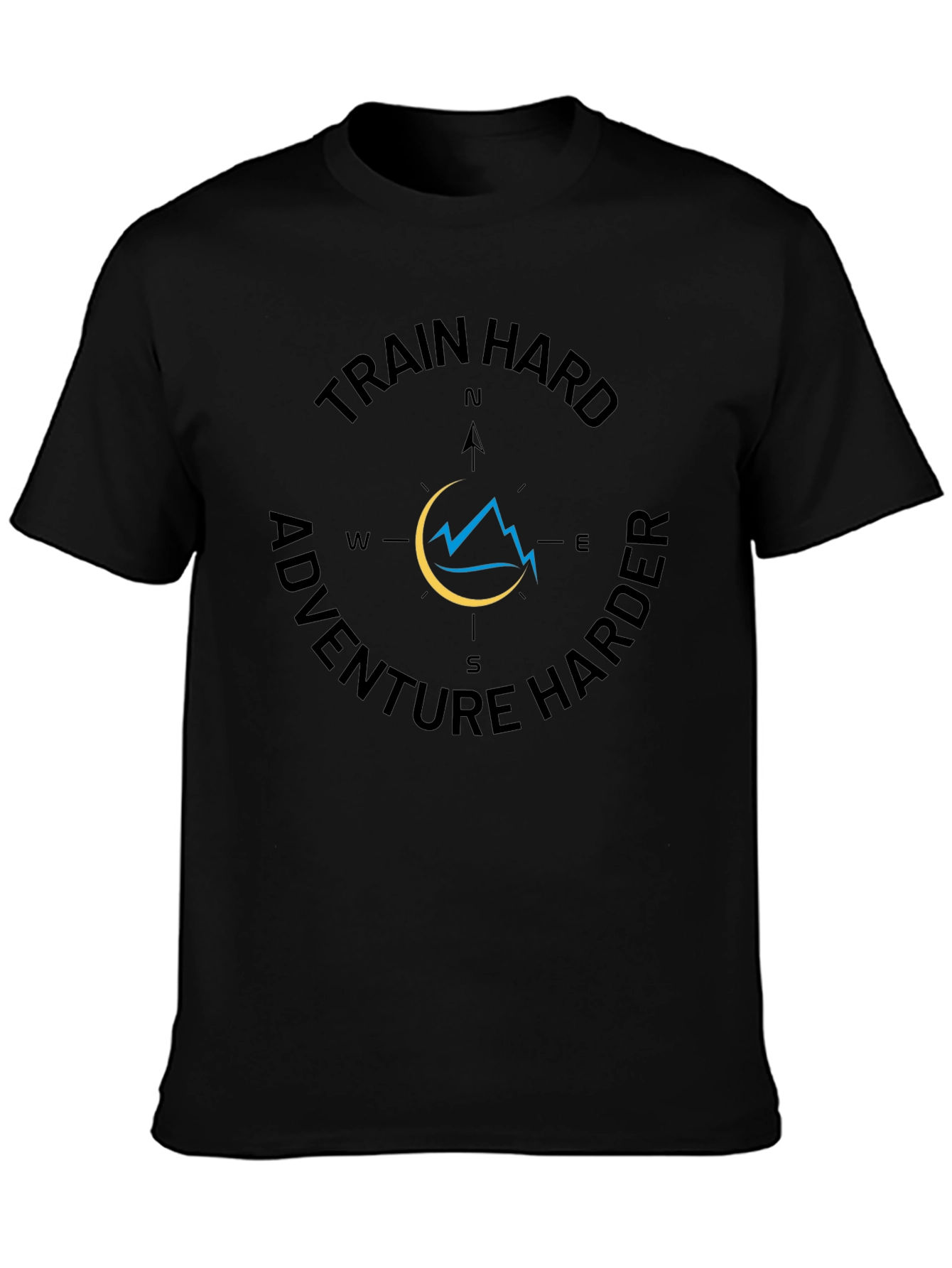 Train Hard Adventure Harder Black Graphic Tee