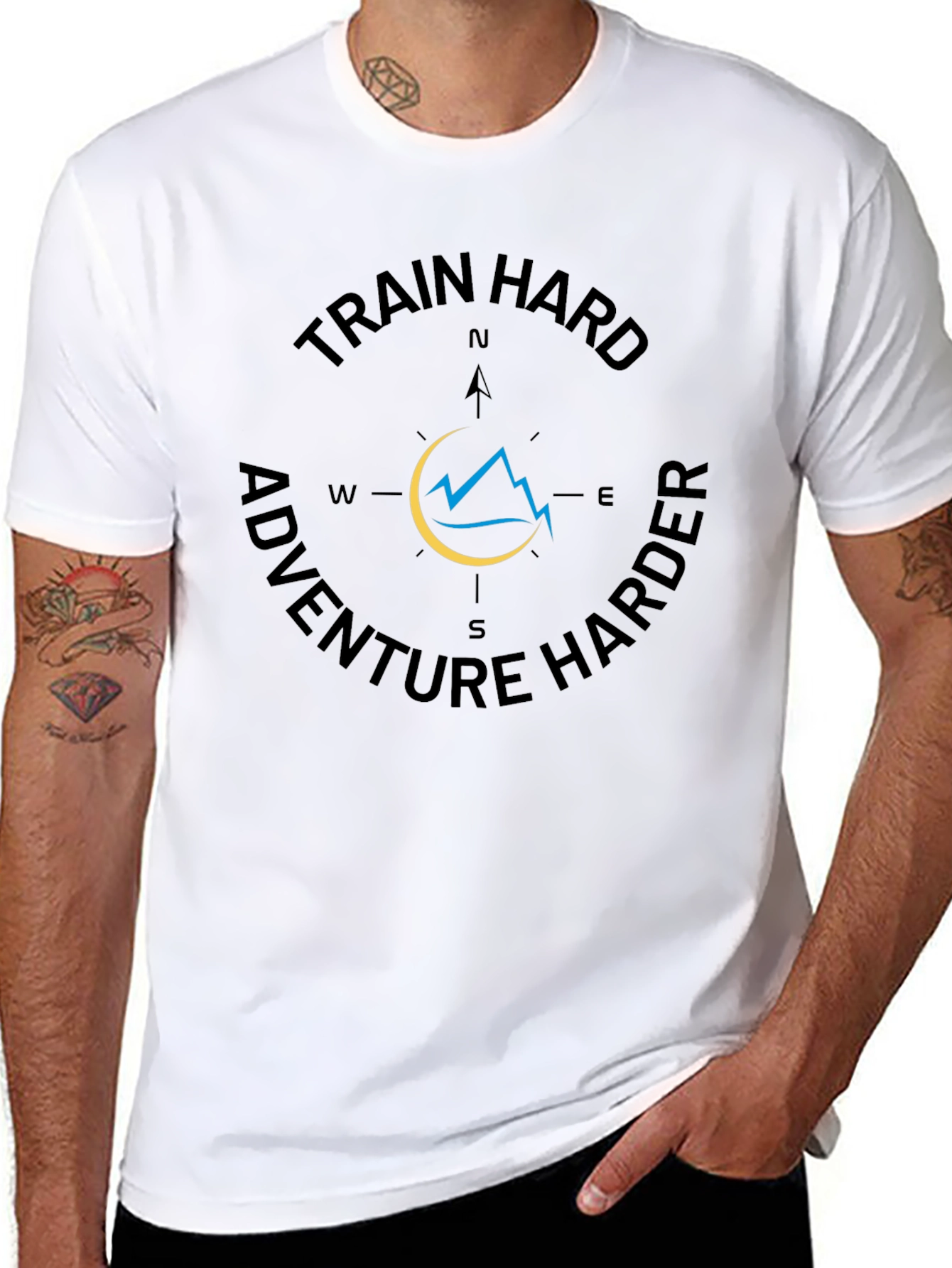 Train Hard Adventure Harder Black Graphic Tee