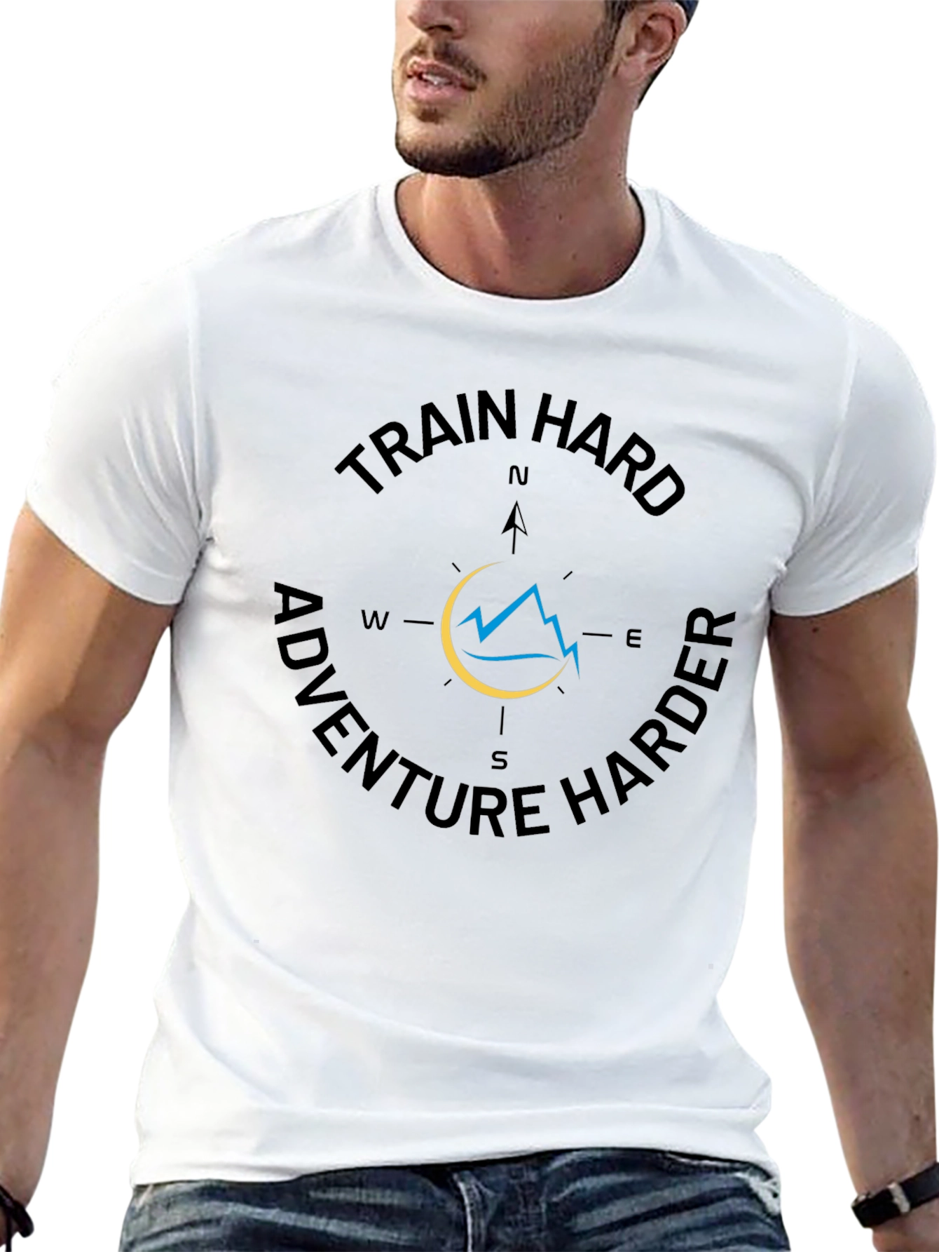 Train Hard Adventure Harder Black Graphic Tee