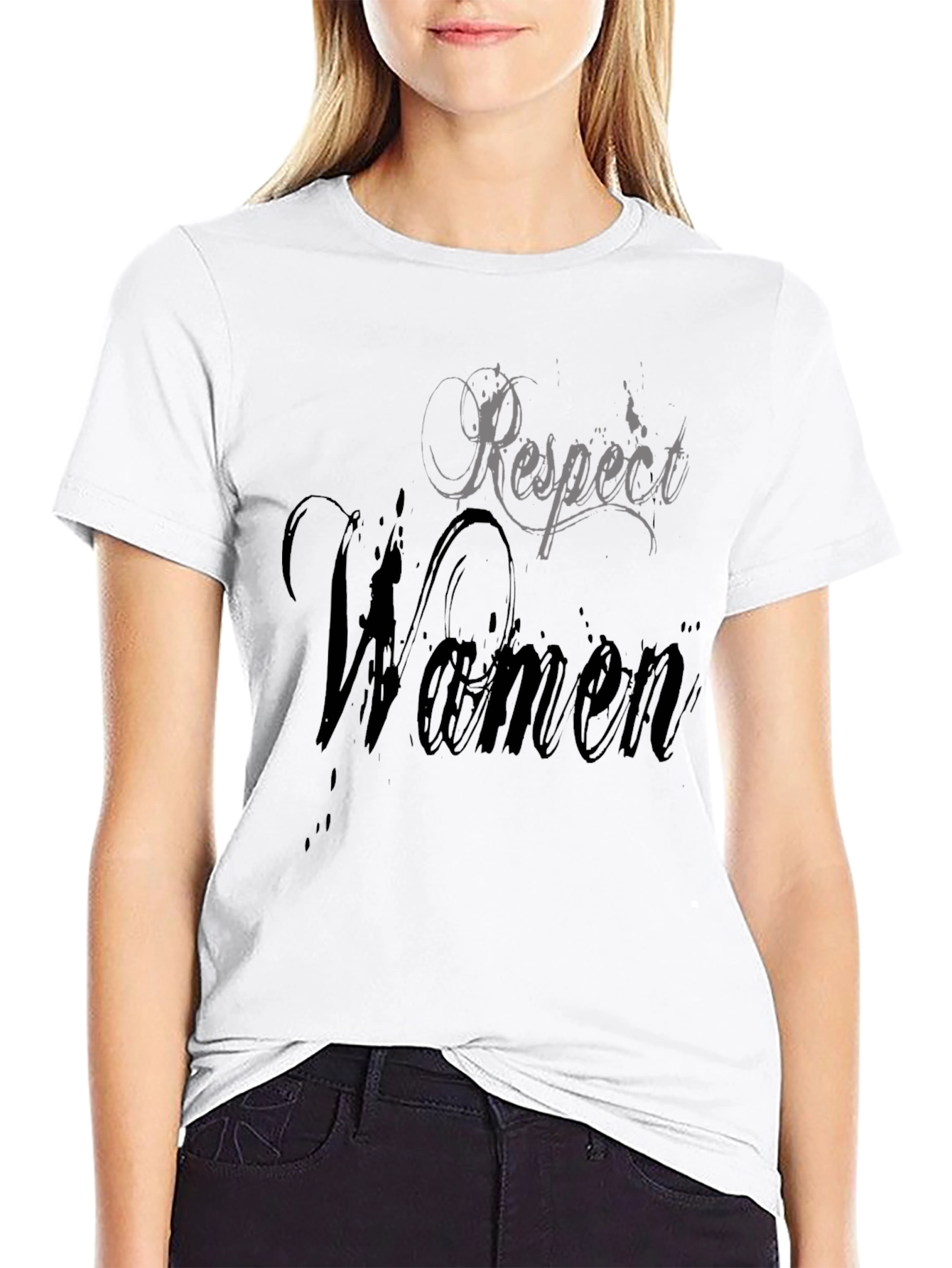 Respect Women Graphic Tee - Stylish Mens Black T-Shirt