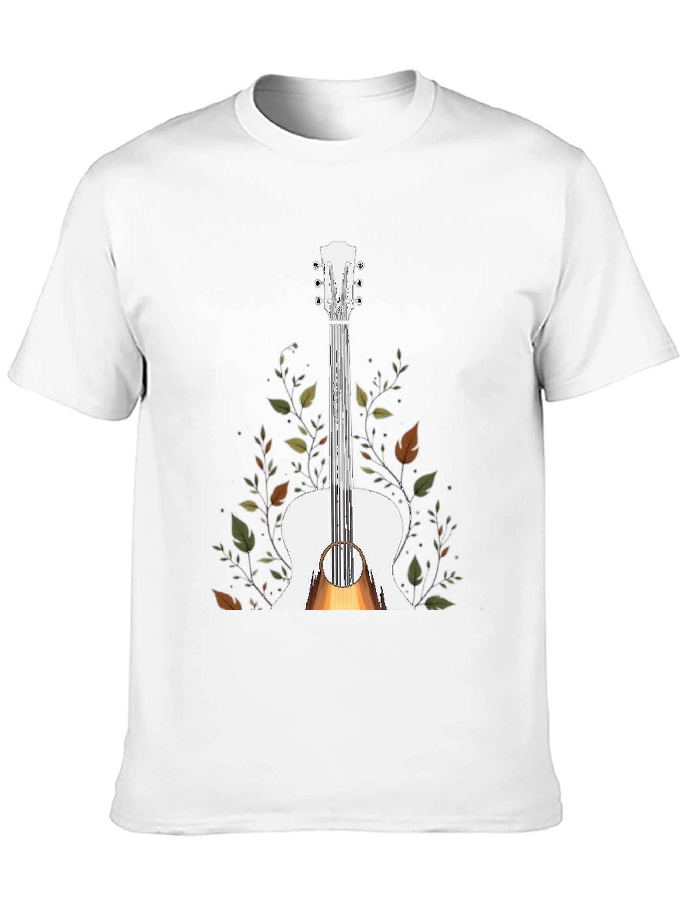 Guitar & Foliage Graphic T-Shirt - Black