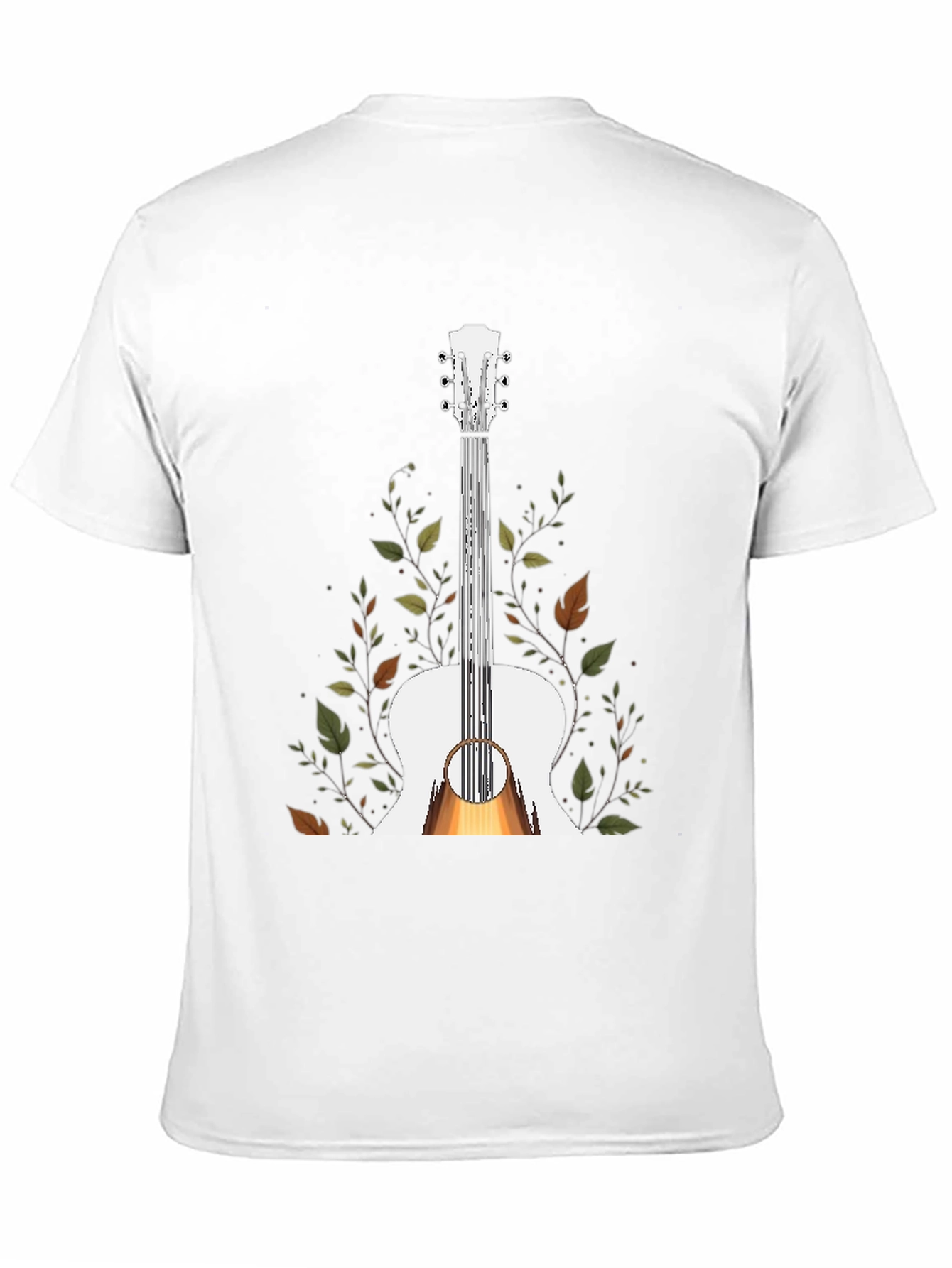 Guitar & Foliage Graphic T-Shirt - Black