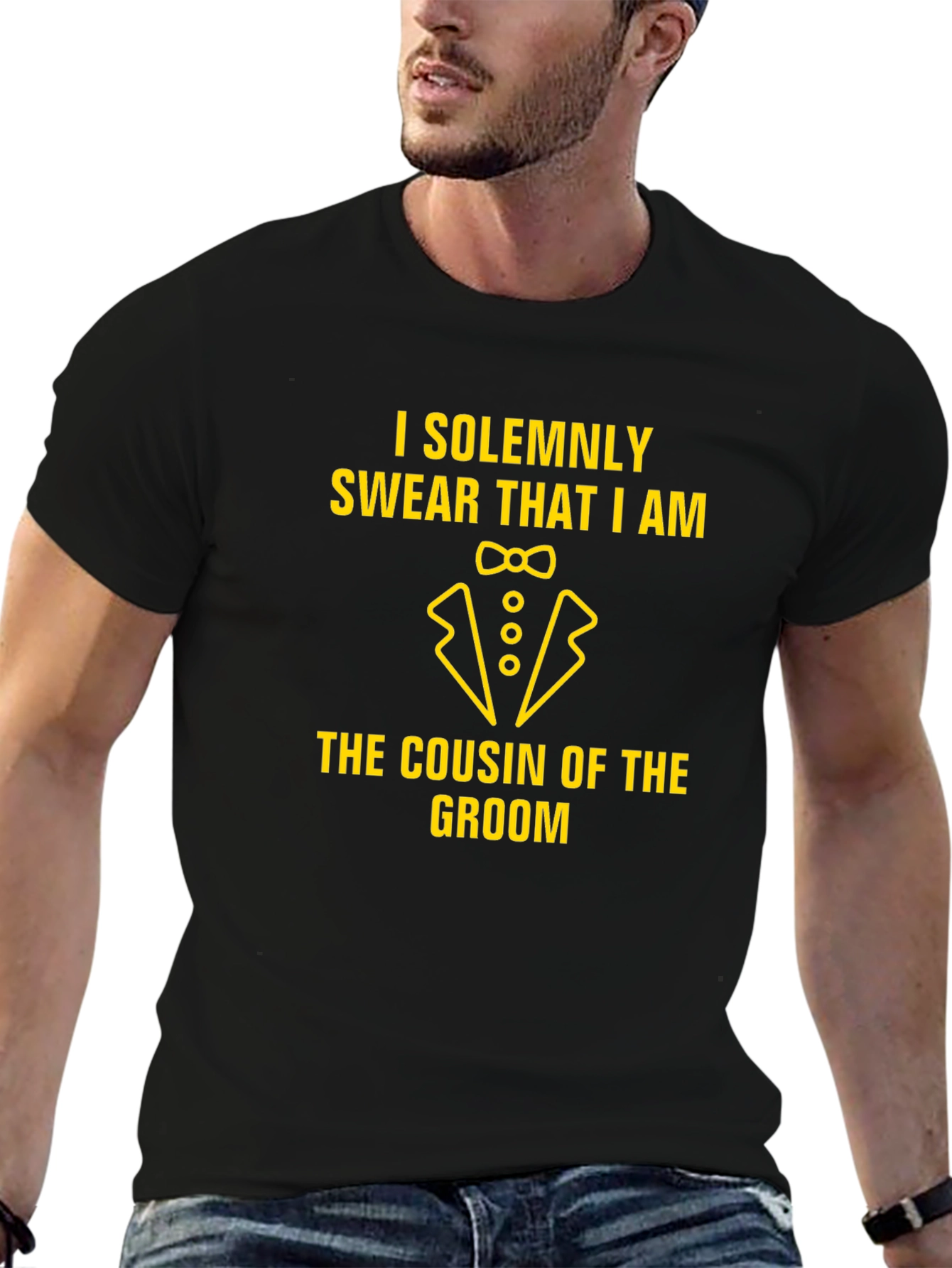 Cousin of the Groom Black Graphic T-Shirt
