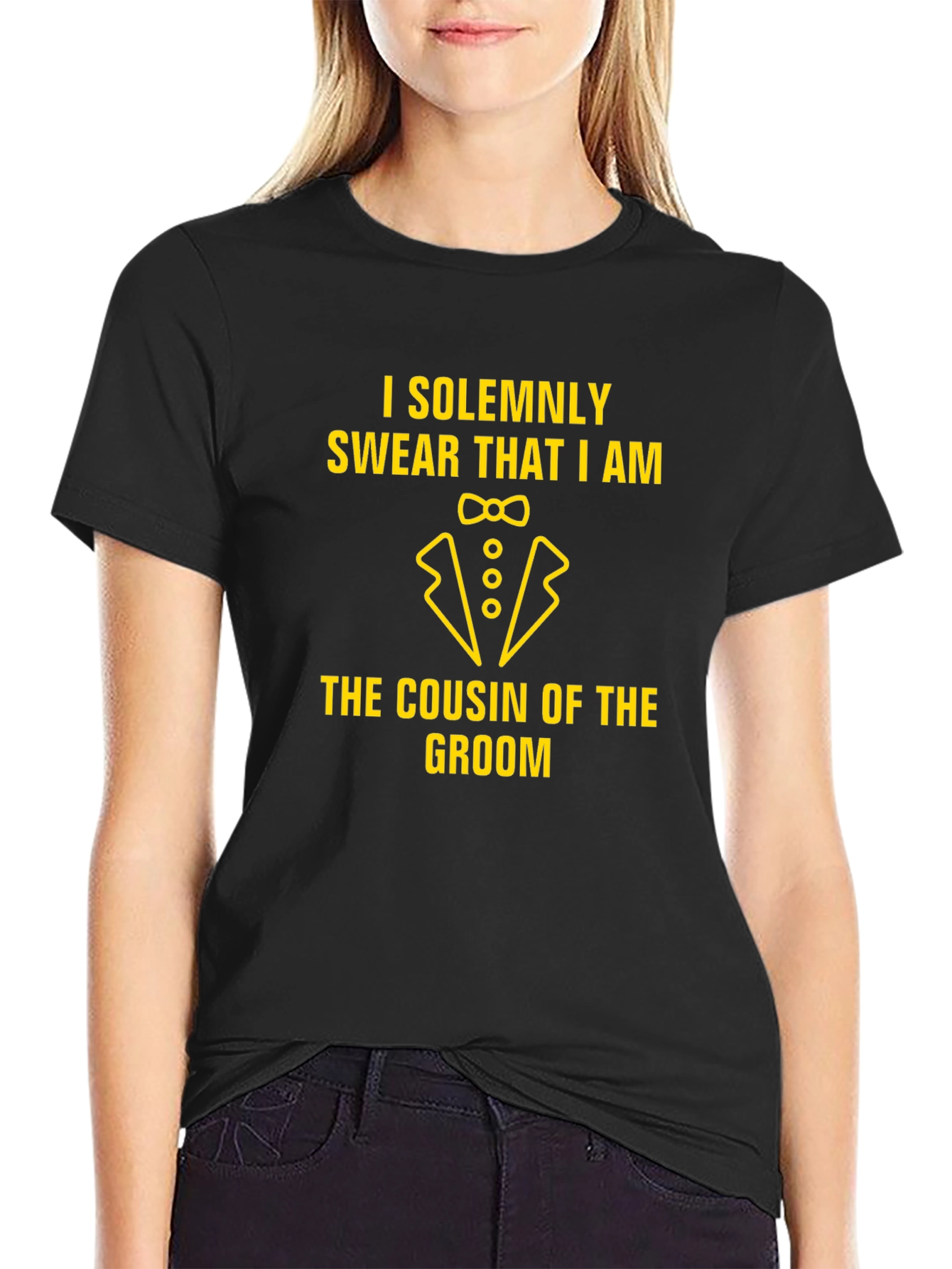 Cousin of the Groom Black Graphic T-Shirt