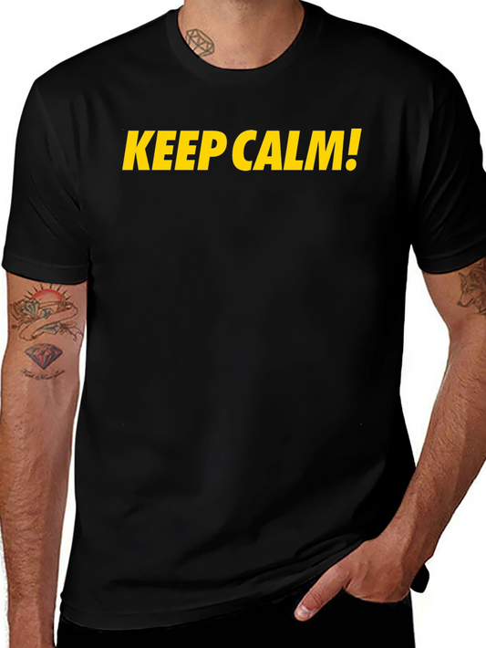 Keep Calm Graphic Tee - Black Cotton Casual T-Shirt