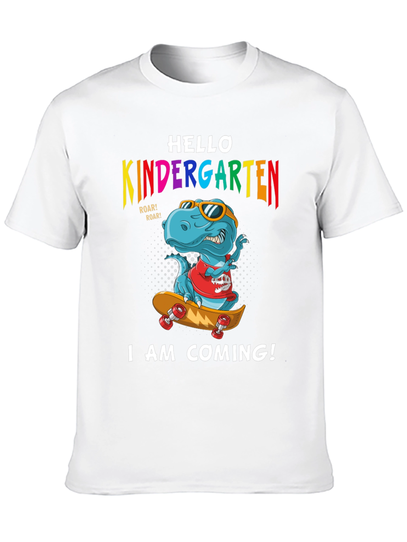 Hello Kindergarten Dinosaur Skateboard T-Shirt