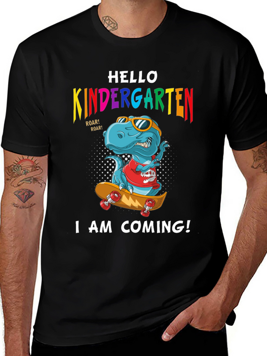 Hello Kindergarten Dinosaur Skateboard T-Shirt