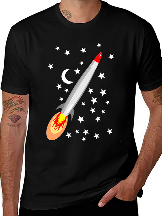 Rocket Starry Night Graphic T-Shirt