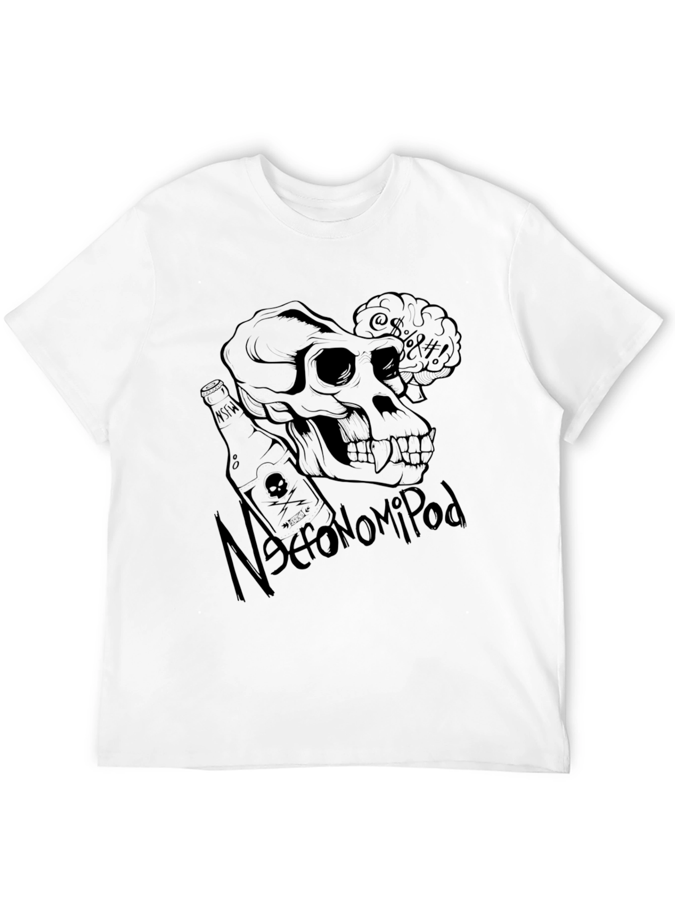 Black Necronomipod Skull Graphic T-Shirt