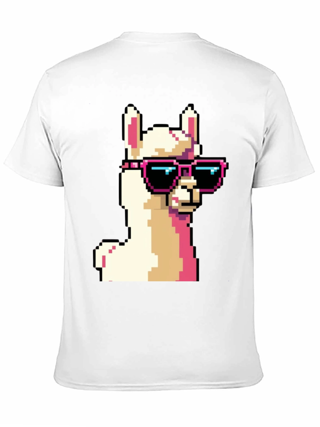 Cool Llama Pixel Art Black T-Shirt