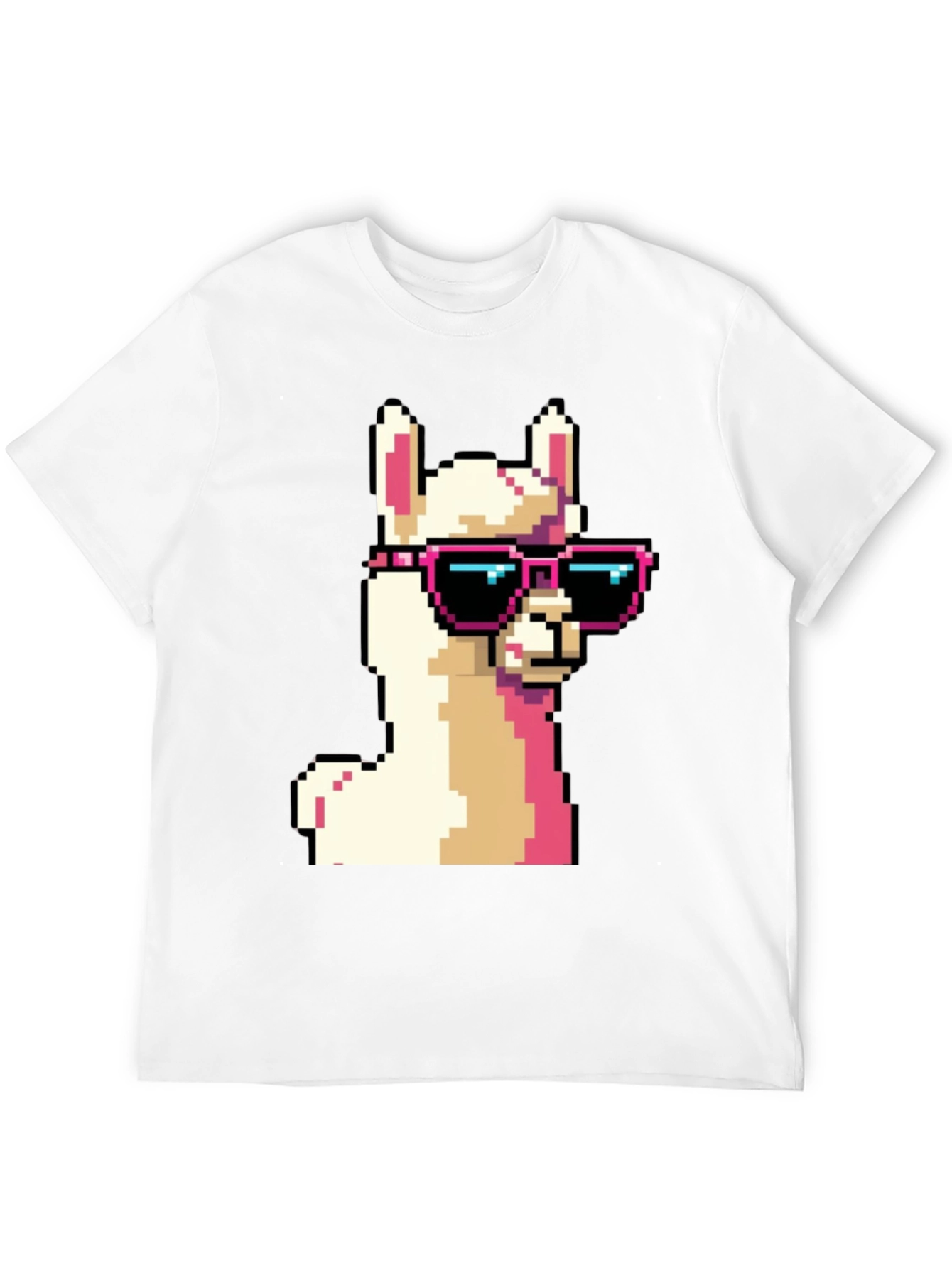 Cool Llama Pixel Art Black T-Shirt