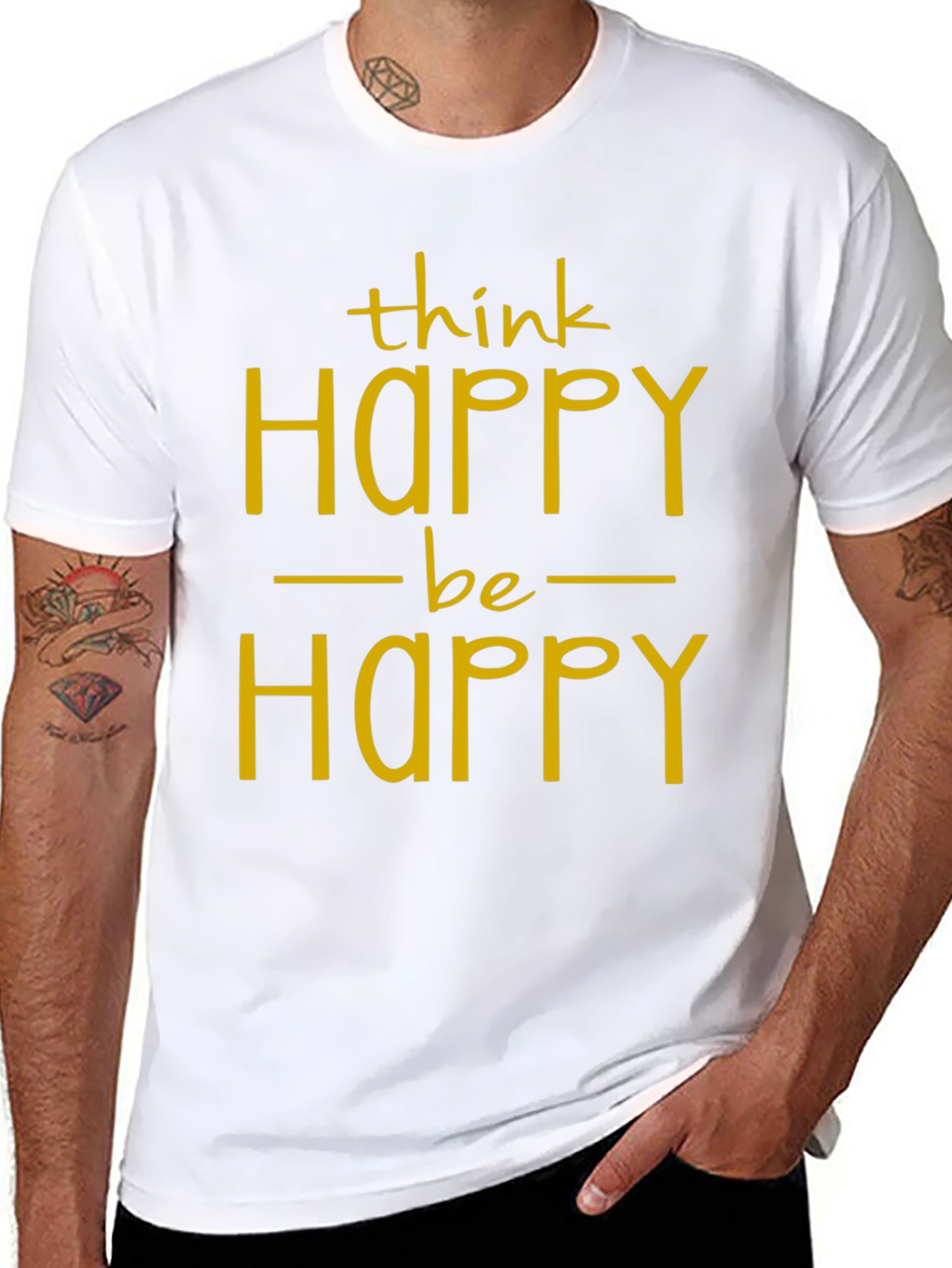 Think Happy Be Happy Graphic Tee - Black