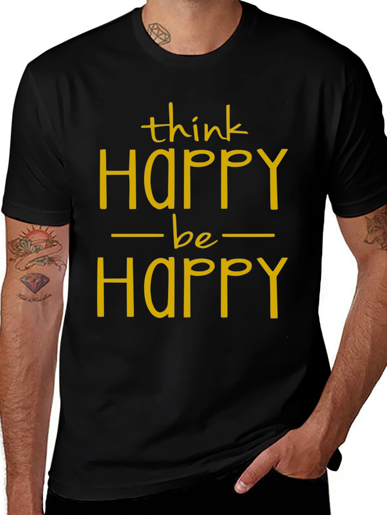 Think Happy Be Happy Graphic Tee - Black