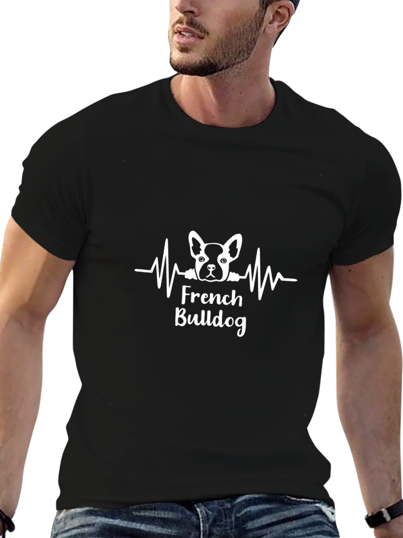 French Bulldog Heartbeat T-Shirt - Black