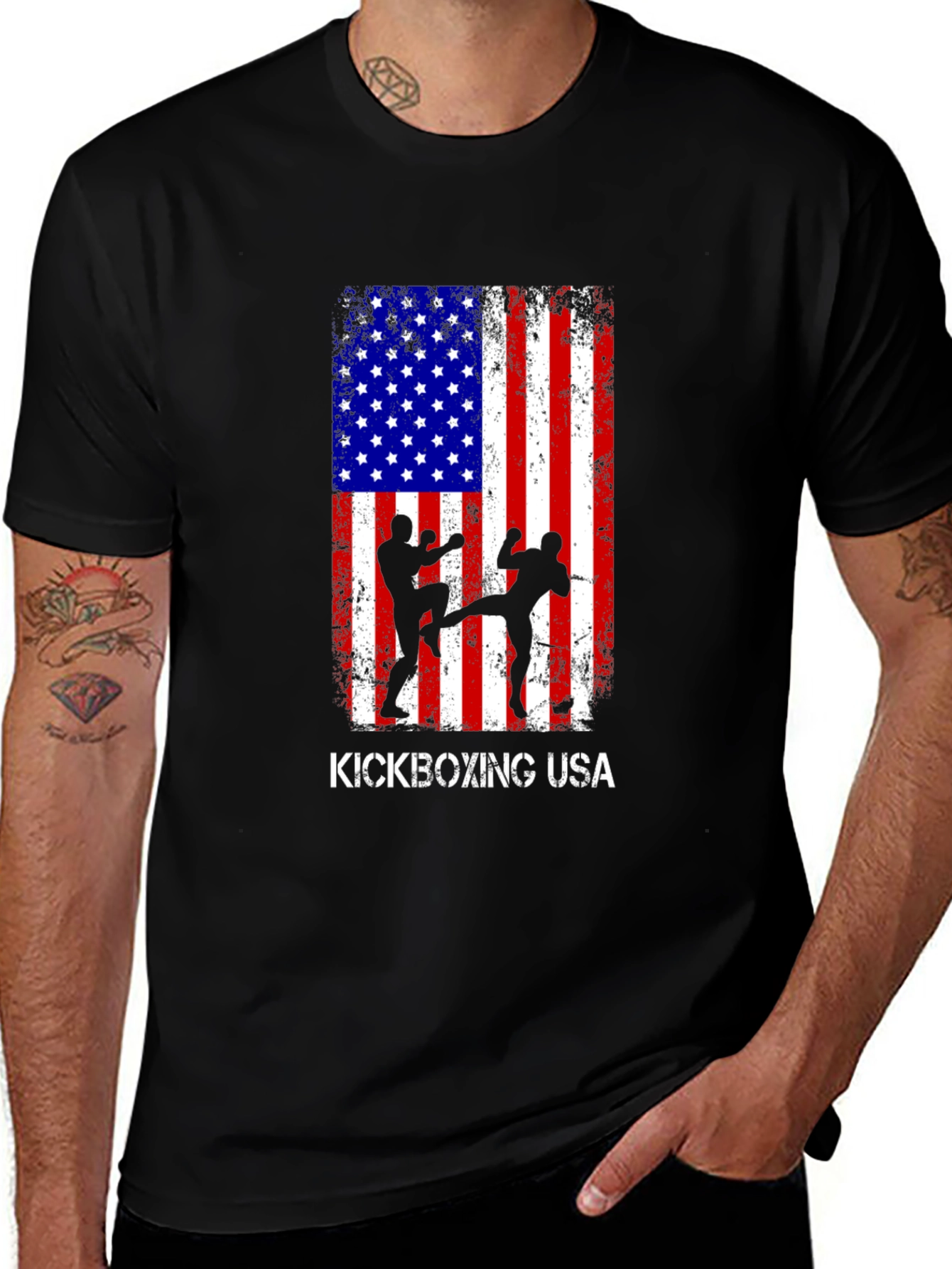 Kickboxing USA Flag Graphic T-Shirt