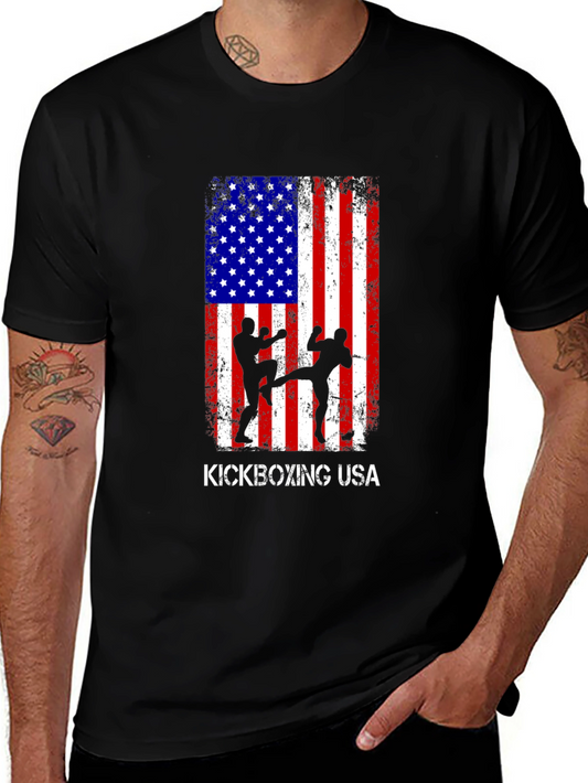 Kickboxing USA Flag Graphic T-Shirt