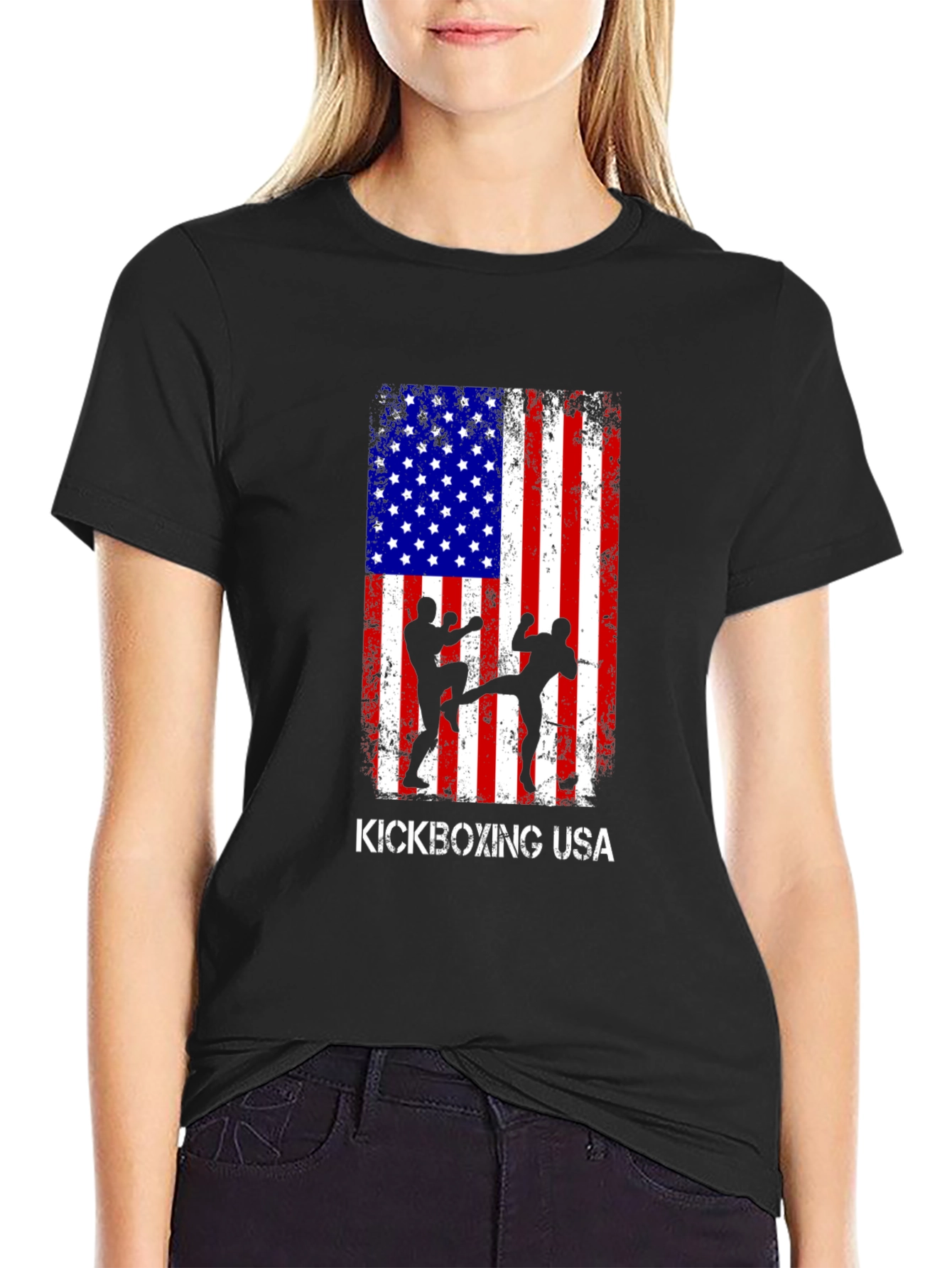 Kickboxing USA Flag Graphic T-Shirt