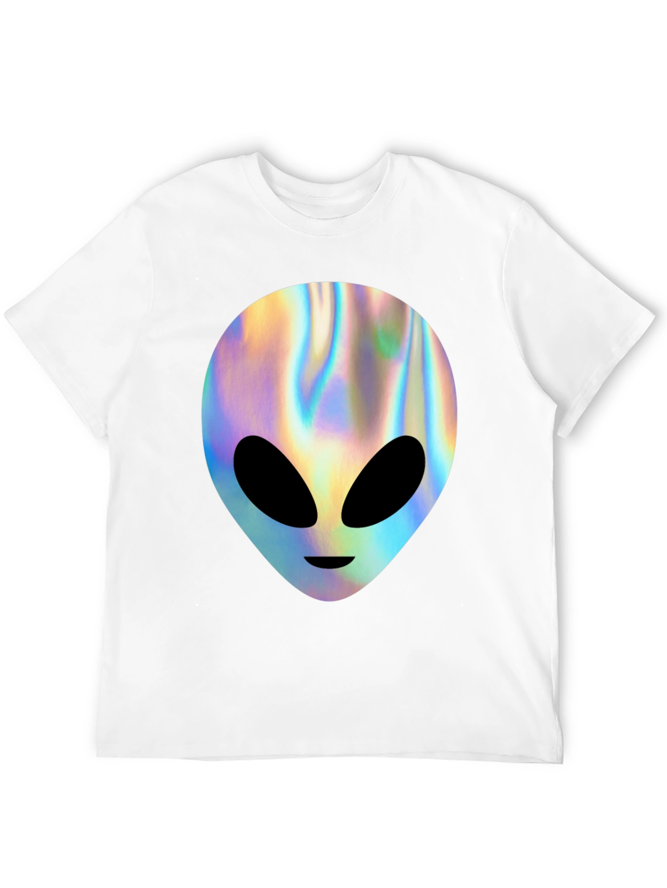 Holographic Alien Graphic T-Shirt - Trendy Outer Space Tee